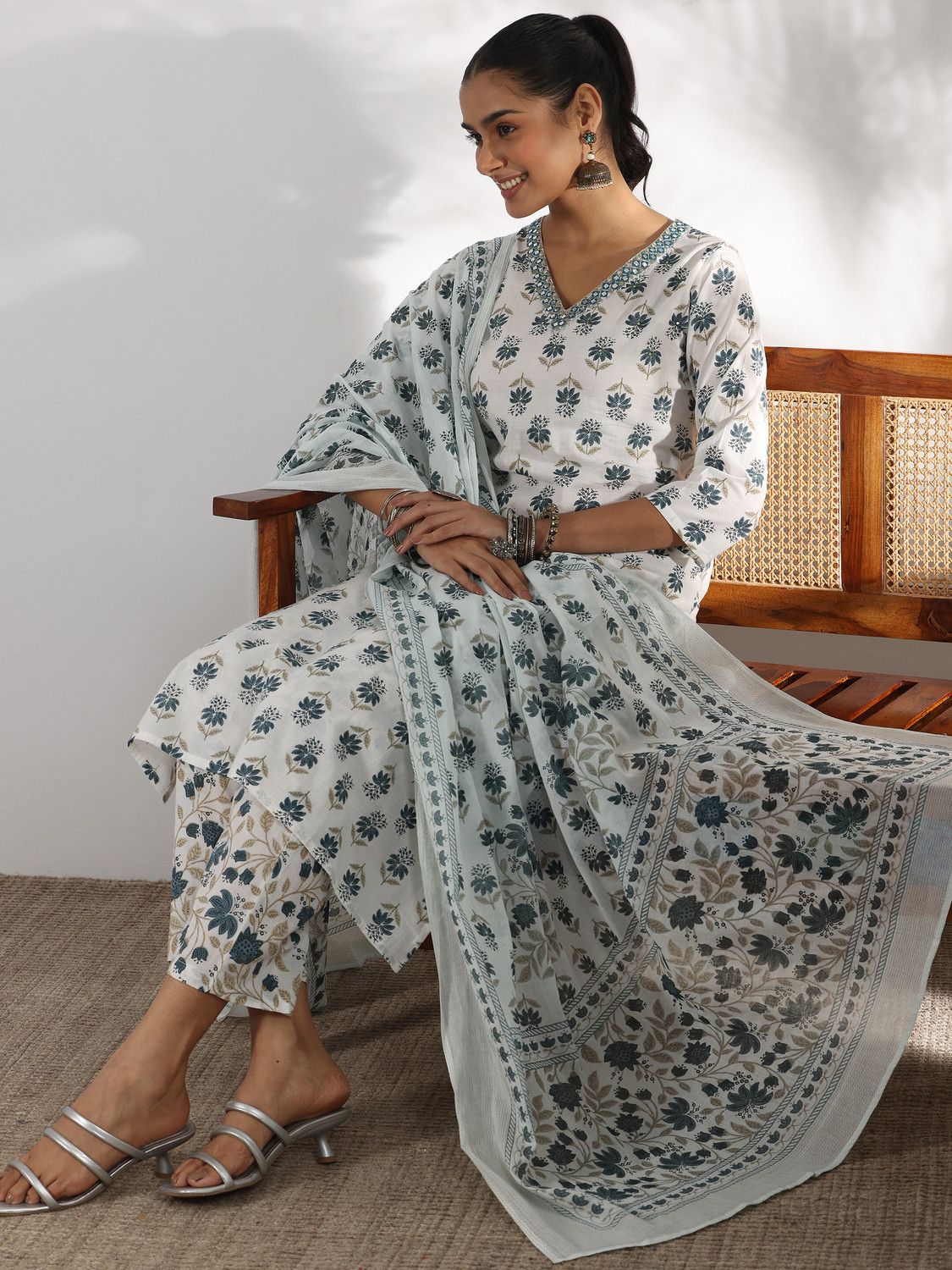 Image of LIBAS Women Kurta Palazzo Dupatta Set