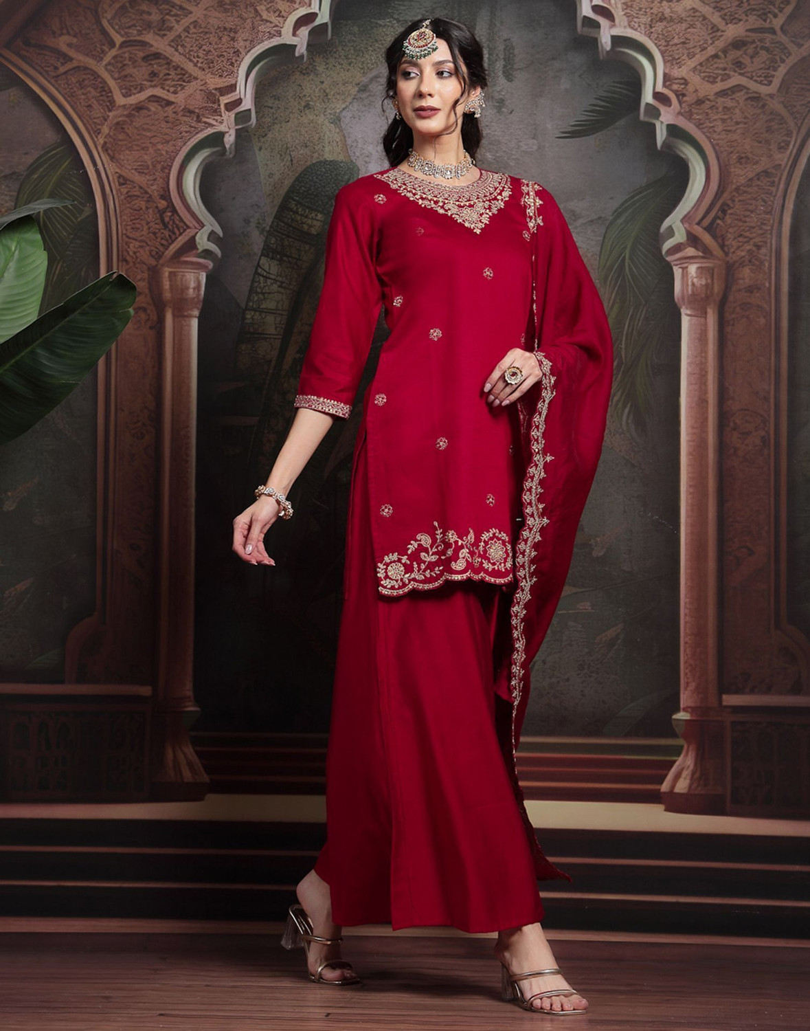 Image of Skylee Women Kurta Sharara Dupatta Set