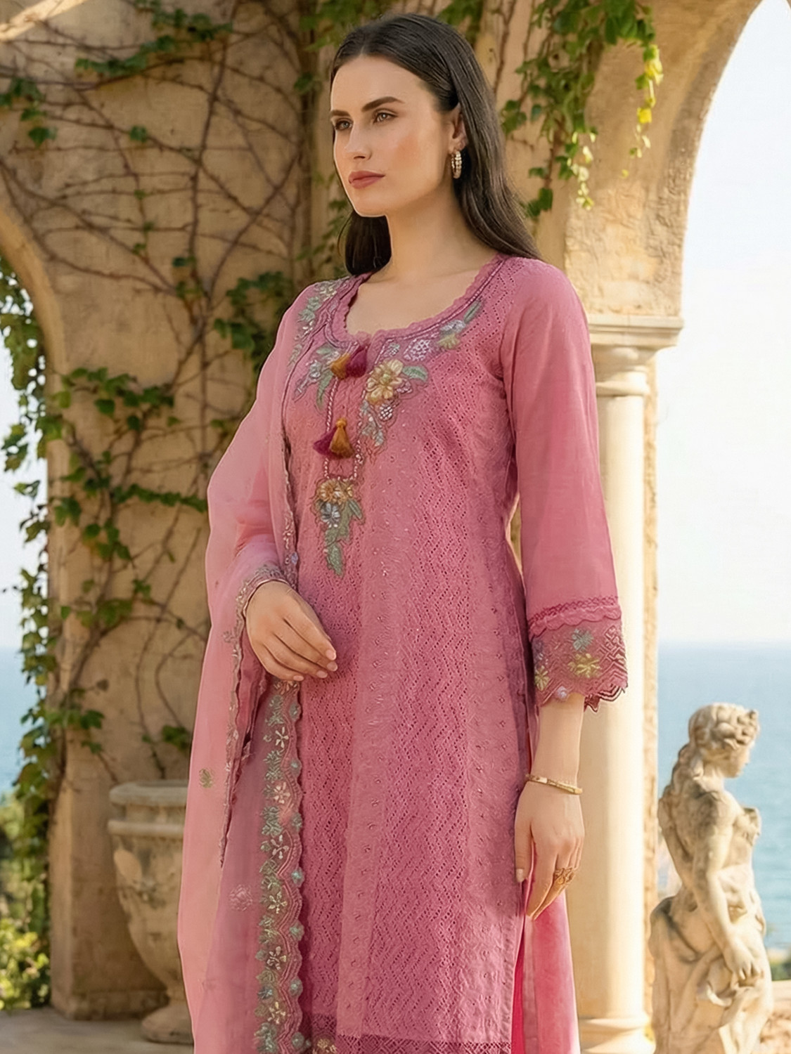 Image of Indo Era Women Kurta Pant Dupatta Set