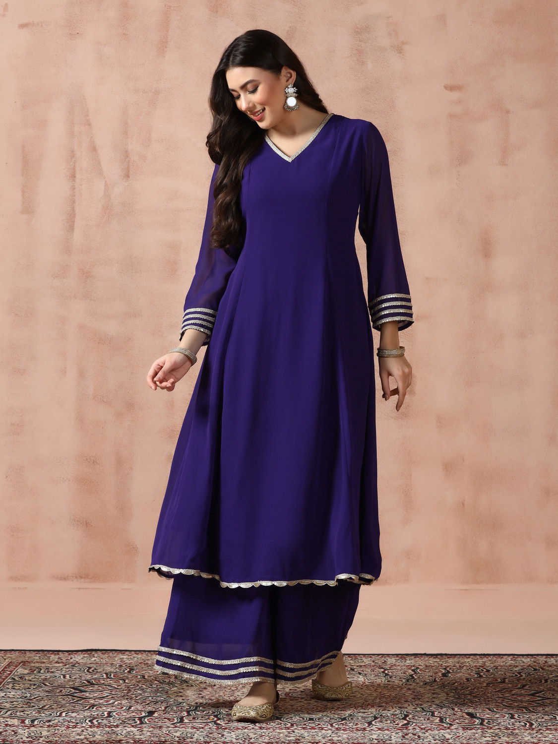 Image of SHREE Women Kurta Palazzo Attached Dupatta Set