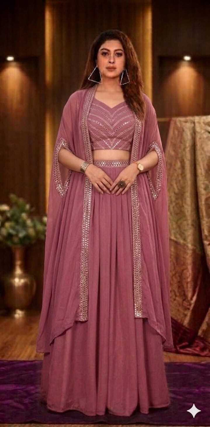 Image of LOOKCLASS Women Crop Top Skirt Ethnic Jacket Set