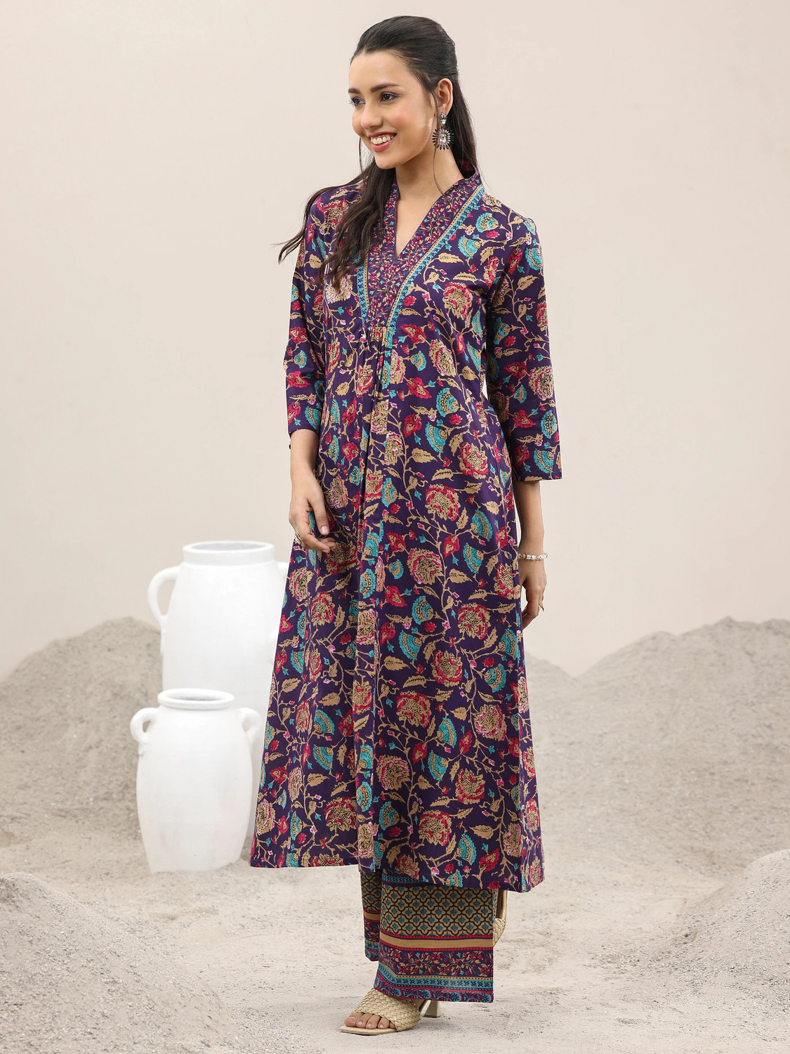 Image of LIBAS Women Kurta Palazzo Dupatta Set