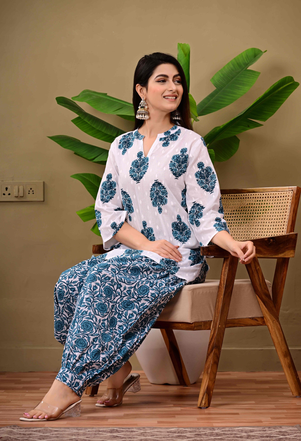 Image of flamingo blue Women Kurta Patiala Set
