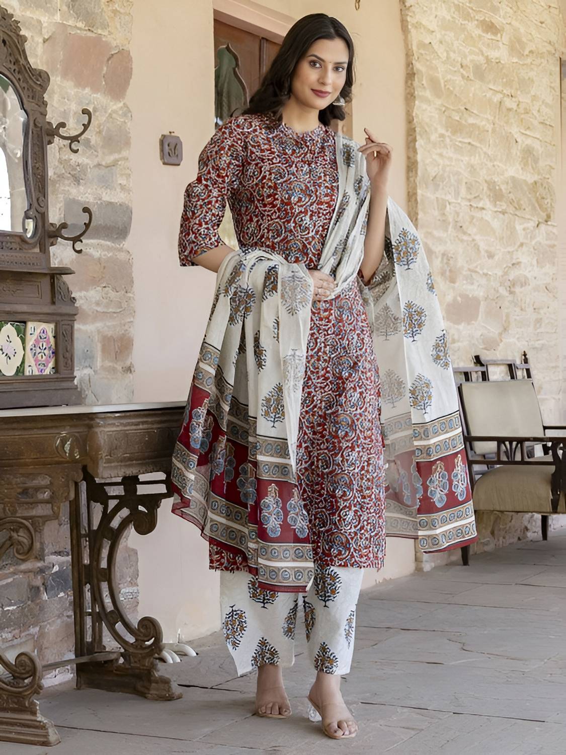 RsamFashion Women Kurti Pant Dupatta Set