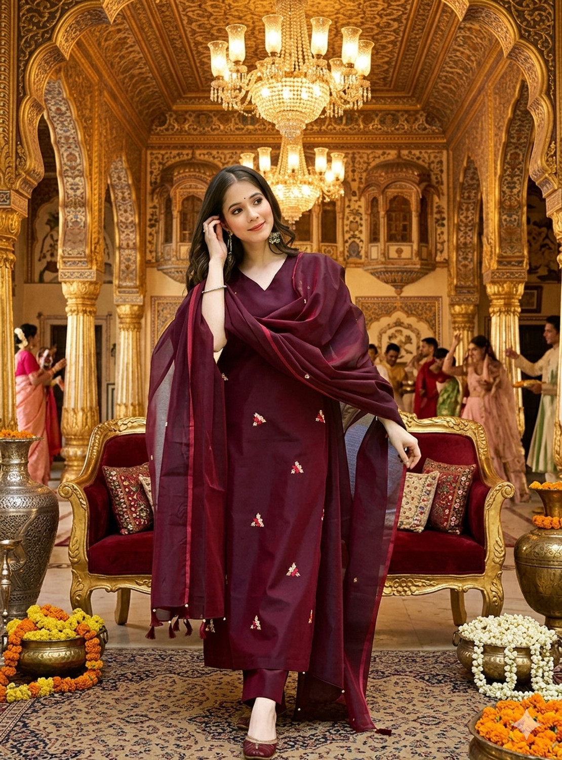 Image of Aatvi Women Kurta Pant Dupatta Set