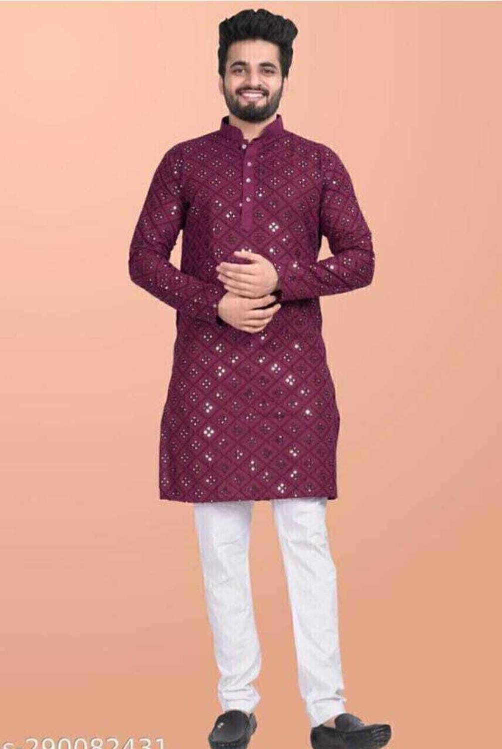 VALAKI Men Kurta Pyjama Set - Image 3