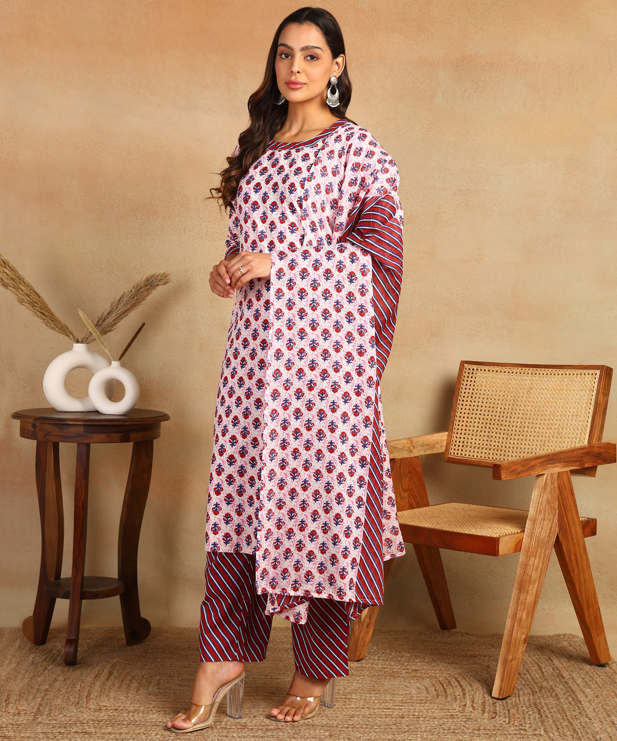 Image of mokshi Women Kurta Palazzo Dupatta Set