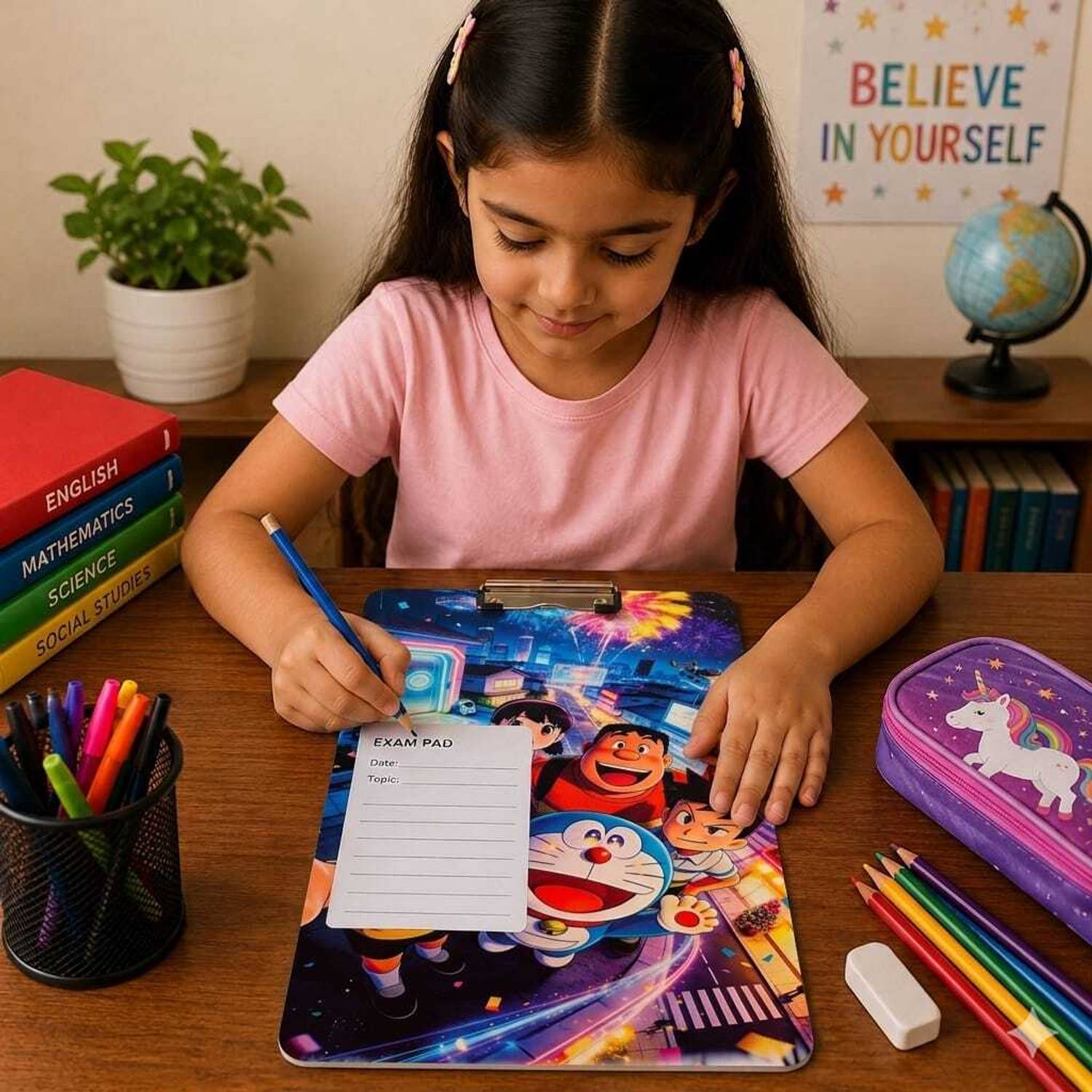 AMROHA Dorimon Exam Pad Board for Students | Writing Pad for Kids (Set of 1, Blue)