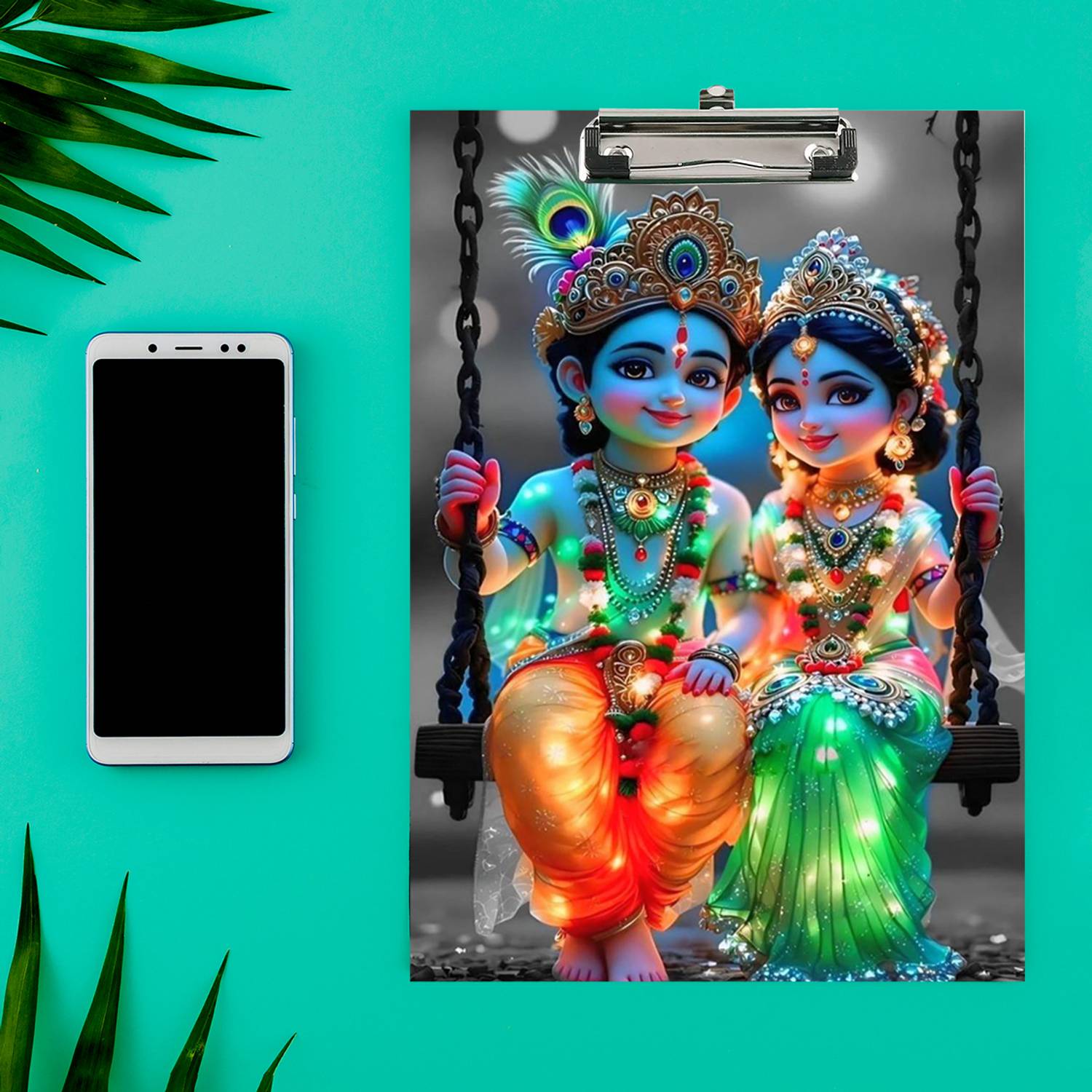 Creative Print Solution Radha Krishna Wooden MDF Exampad | Clipboard For Students. Size-10x14.5 inch.
