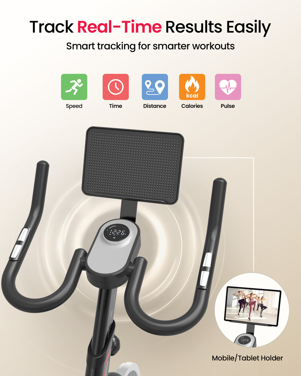 Image of Sparnod Fitness SSB-13 Spin Bike for Home Gym with 6kg Flywheel, Magnetic Resistance & LCD Upright Stationary Exercise Bike