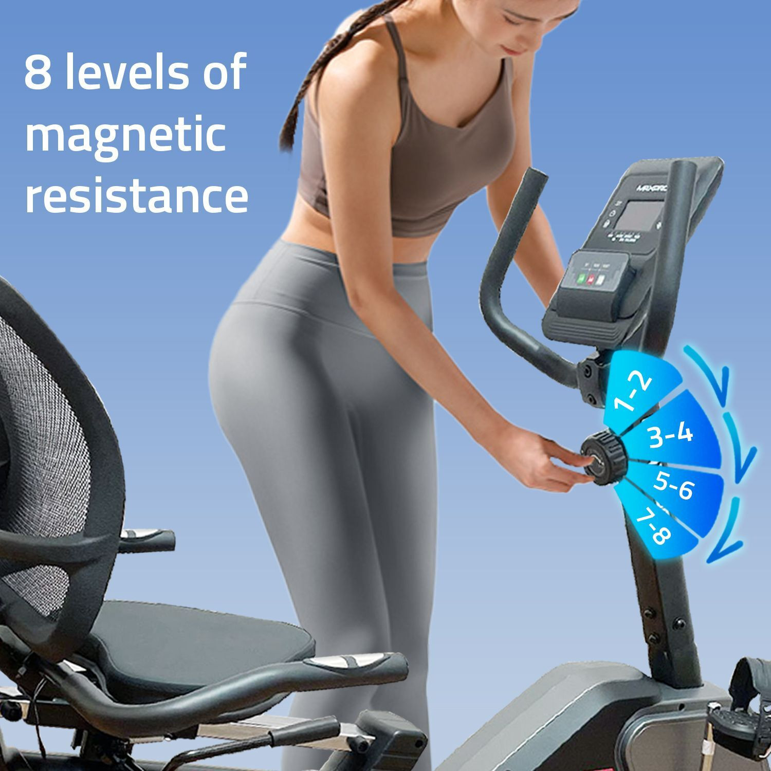 Image of Maxpro MP6060 Home Use Recumbent Exercise Bike with 7kg Fly Wheel,120kgs MaxUser Weight Recumbent Stationary Exercise Bike