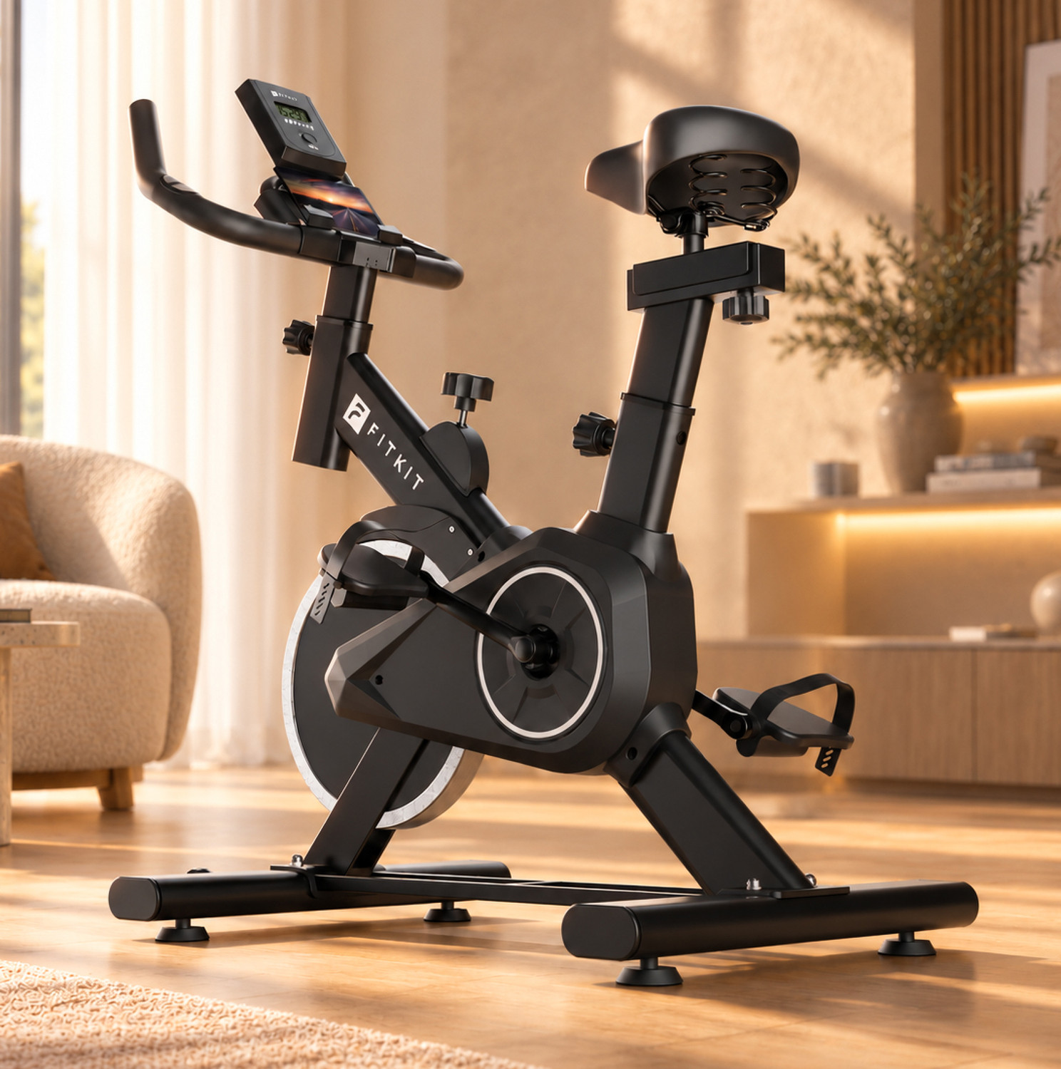Image of FITKIT by Cult FK8001 Spin Bike 130kg Weight Support Adjustable Seat Fitness at Home Spinner Exercise Bike