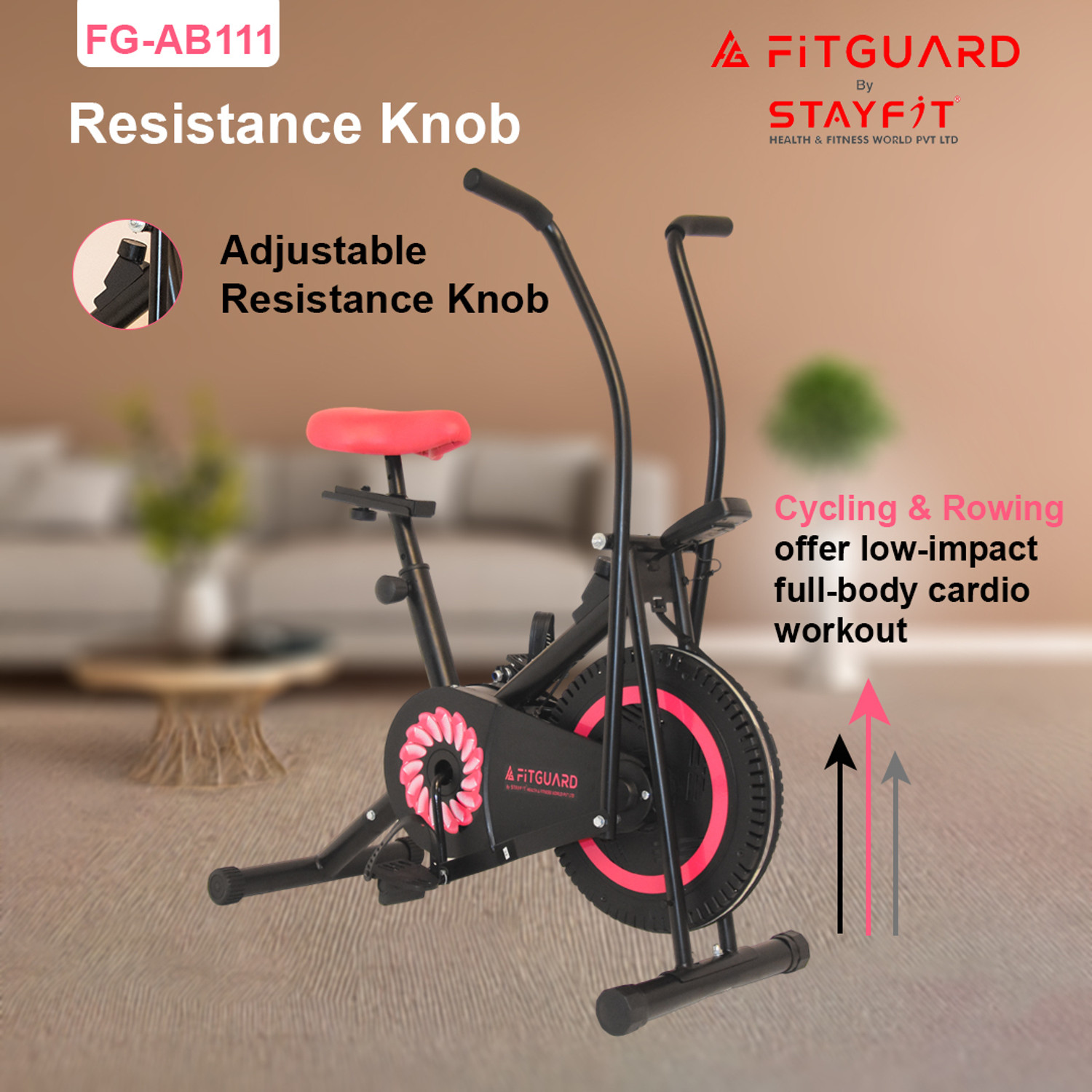 Image of FITGUARD FG-AB 111 By STAYFIT Multi Home Cycling & Moving Handle & Seat Adjustment Indoor Cycles Exercise Bike
