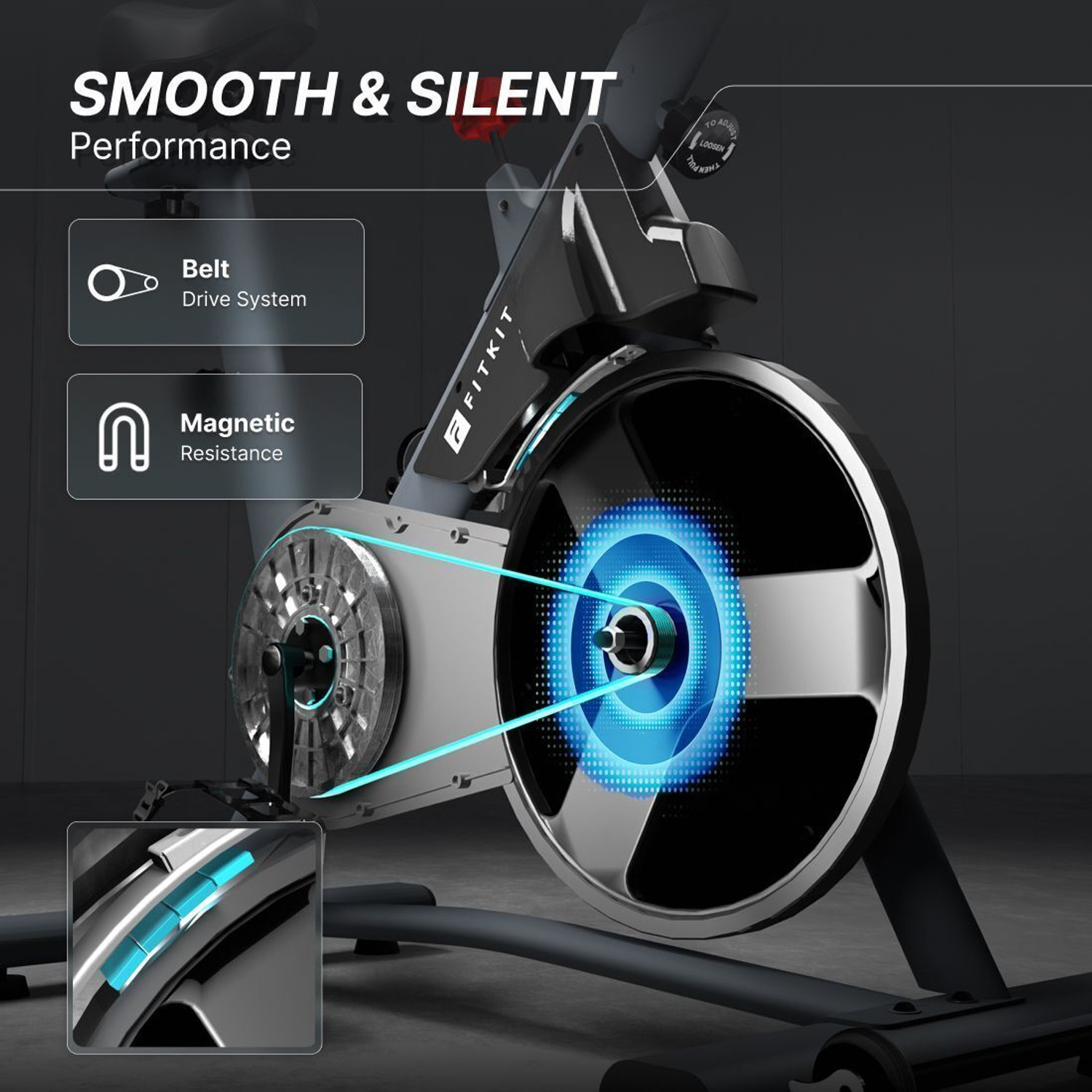 Image of FITKIT by Cult FK7004 Magnetic Spin Bike 8 kg Flywheel 130kg Max Weight Indoor Cycles Exercise Bike