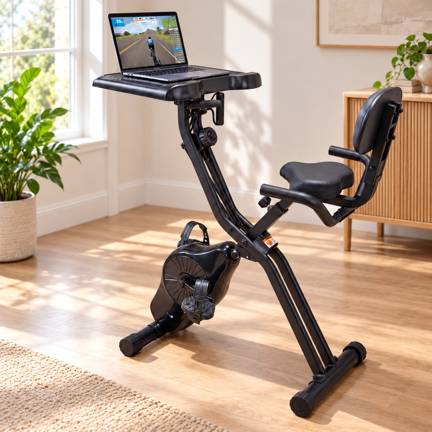Image of Cult X-Bike with Table | 120 Kg weight support | Comfortable seat | Home Use Foldable Folding Bike Exercise Bike (Black)