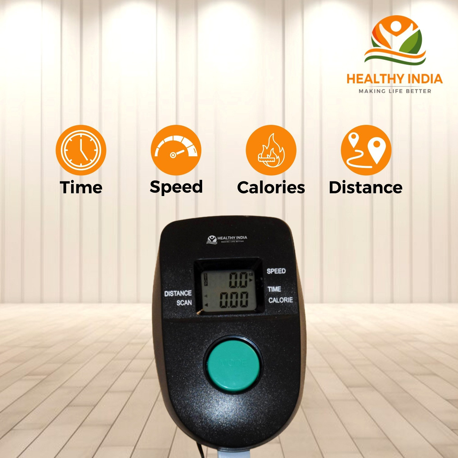 Image of HEALTHYINDIA Fitness Exercise Bike Moving Handle 8 Level Resistance Cardio Workout Cycle Dual-Action Stationary Exercise Bike