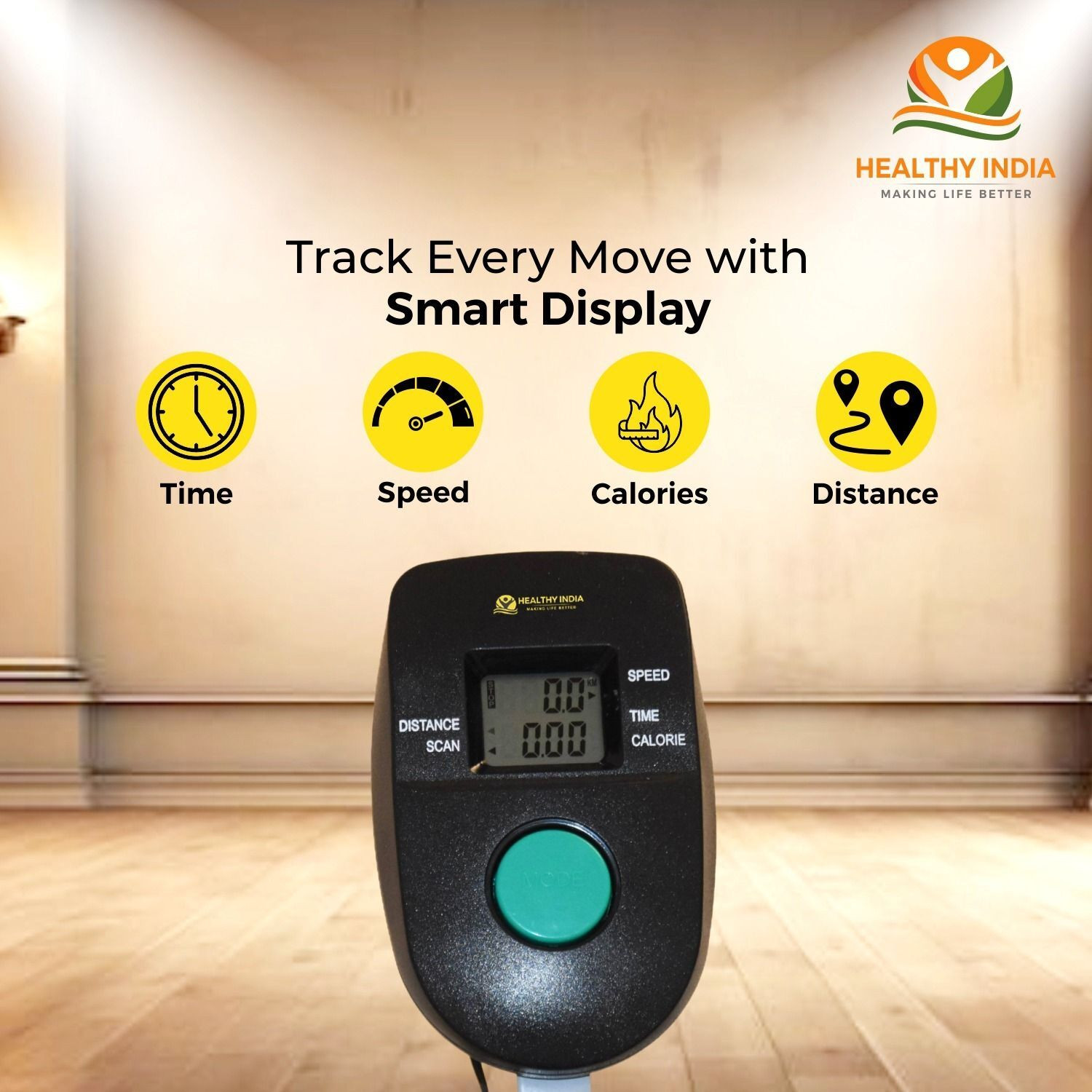 Image of HEALTHYINDIA Exercise Bike Moving Handle Twister & Backrest with Resistance & Display Meter Dual-Action Stationary Exercise Bike