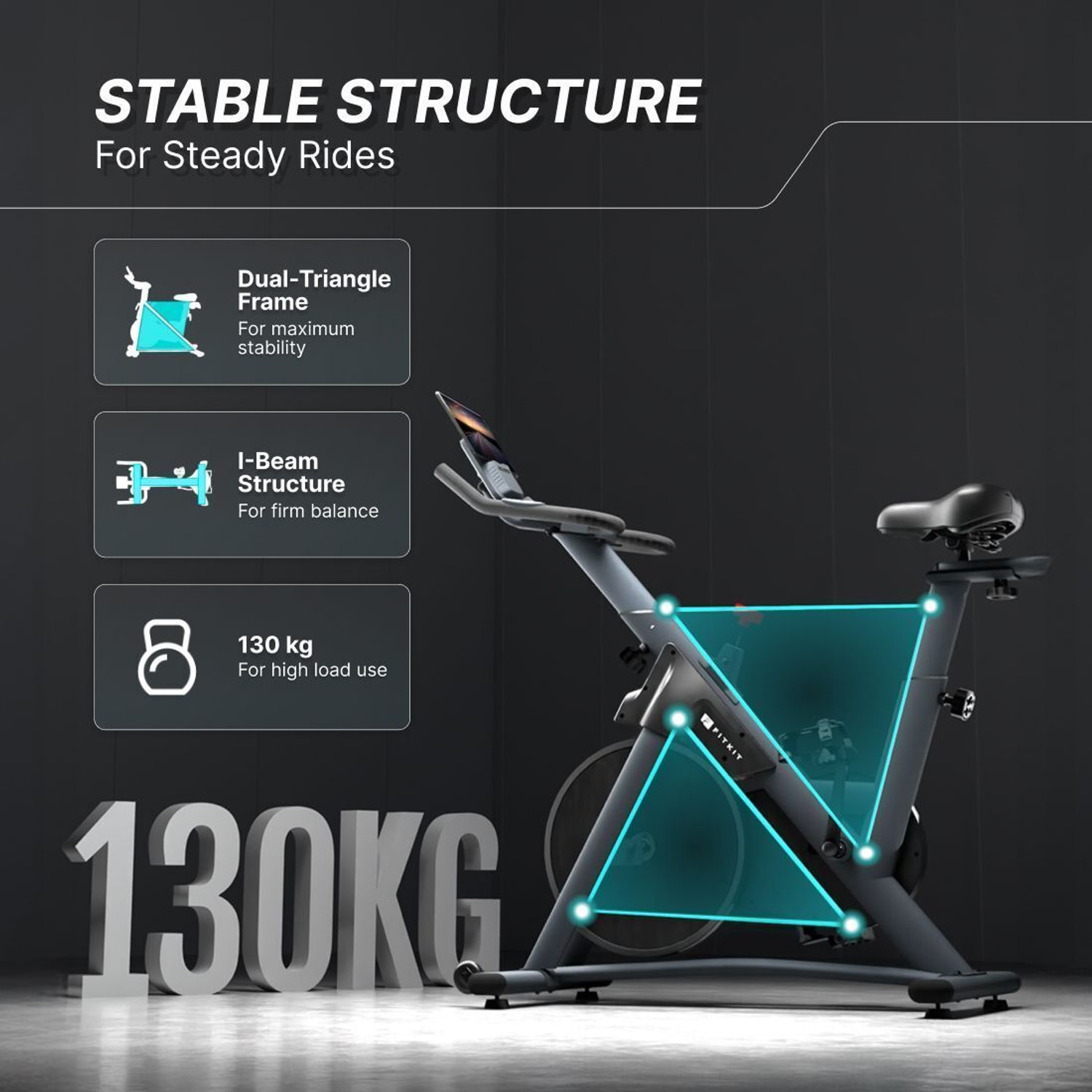 Image of FITKIT by Cult FK7004 Magnetic Spin Bike 8 kg Flywheel 130kg Max Weight Indoor Cycles Exercise Bike