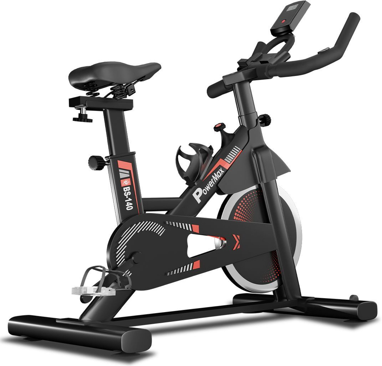 Image of Powermax Fitness BS-140 with Device Holder Pulse Sensor 12kg Flywheel for Home Workout Upright Stationary Exercise Bike