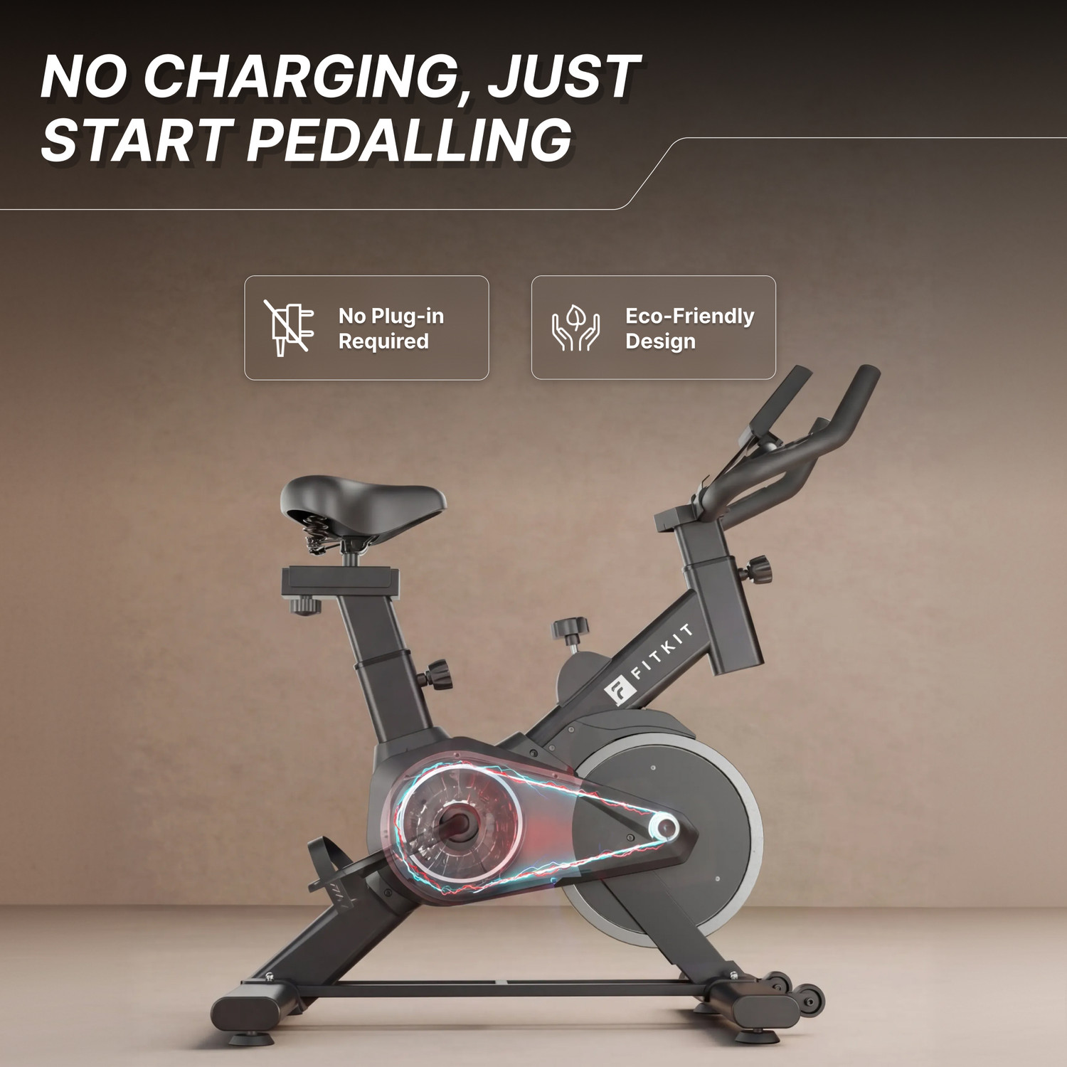 Image of FITKIT by Cult FK8001 Spin Bike 130kg Weight Support Adjustable Seat Fitness at Home Spinner Exercise Bike