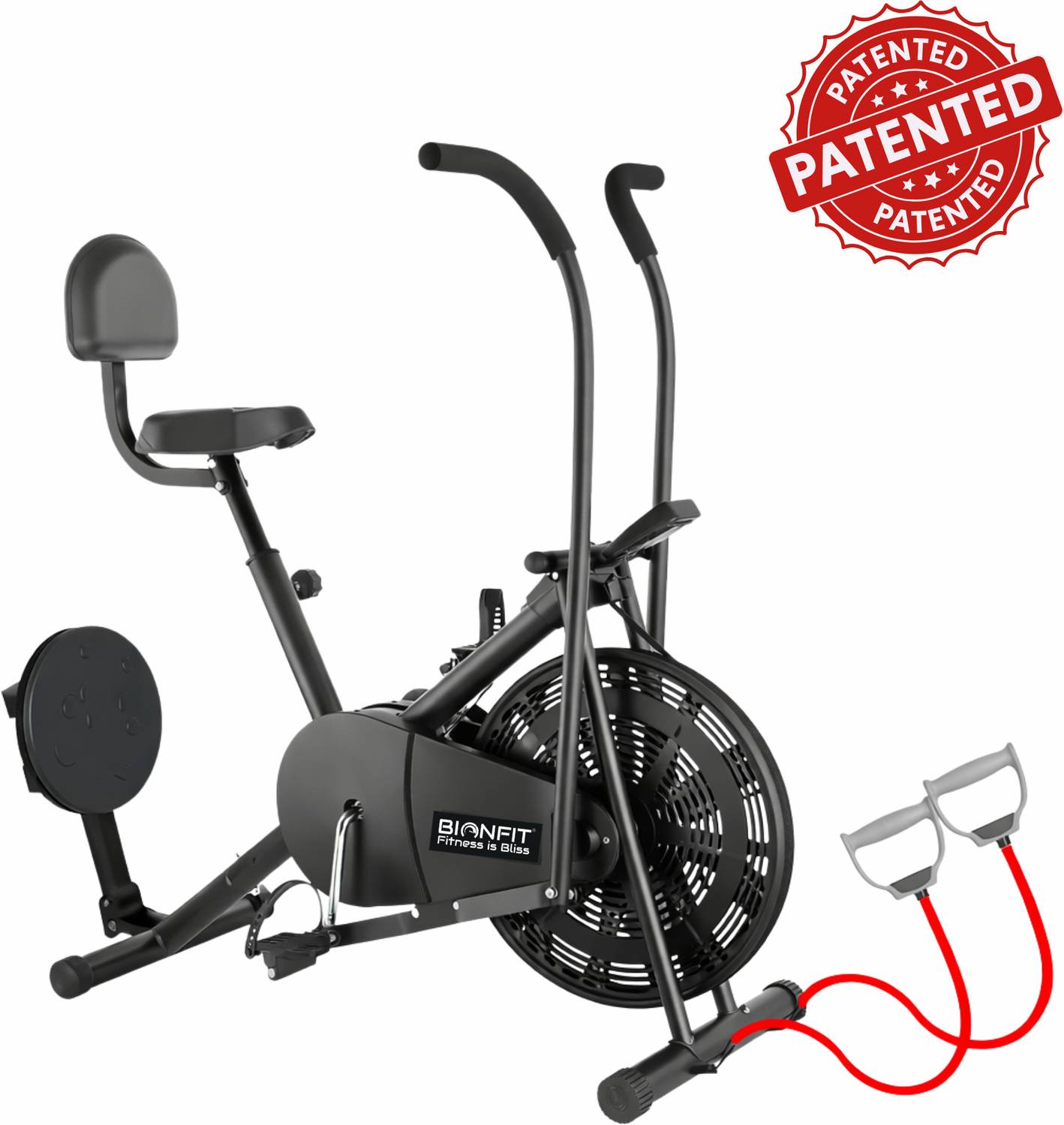 BIONFIT Moving Handle Gym Cycle | Air Bike for Home Gym with Twister & Back Support Dual-Action Stationary Exercise Bike