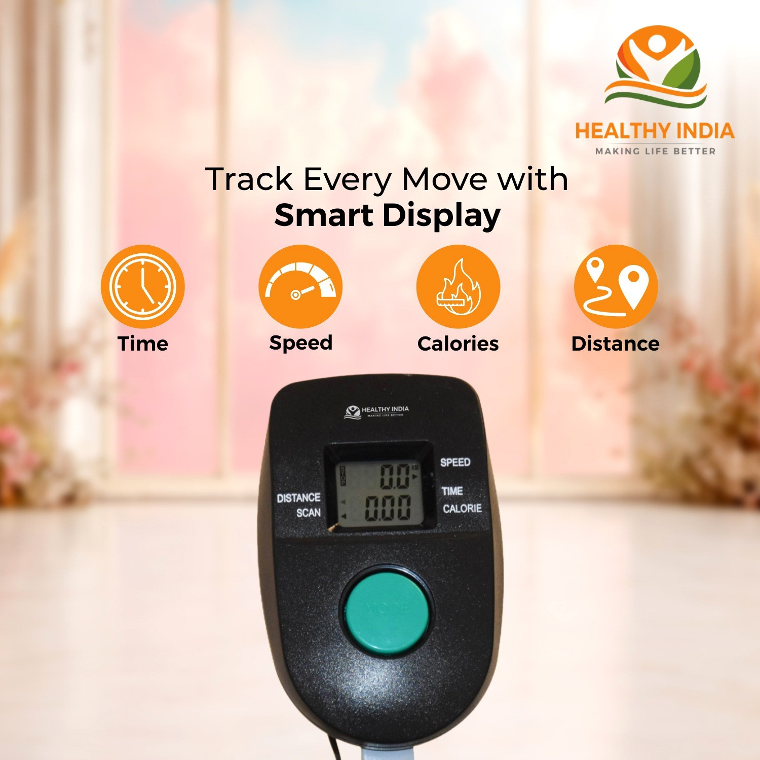 Image of HEALTHYINDIA Exercise Bike Moving Handle 8 Levels Resistance Twister Back Rest Cardio Workout Dual-Action Stationary Exercise Bike