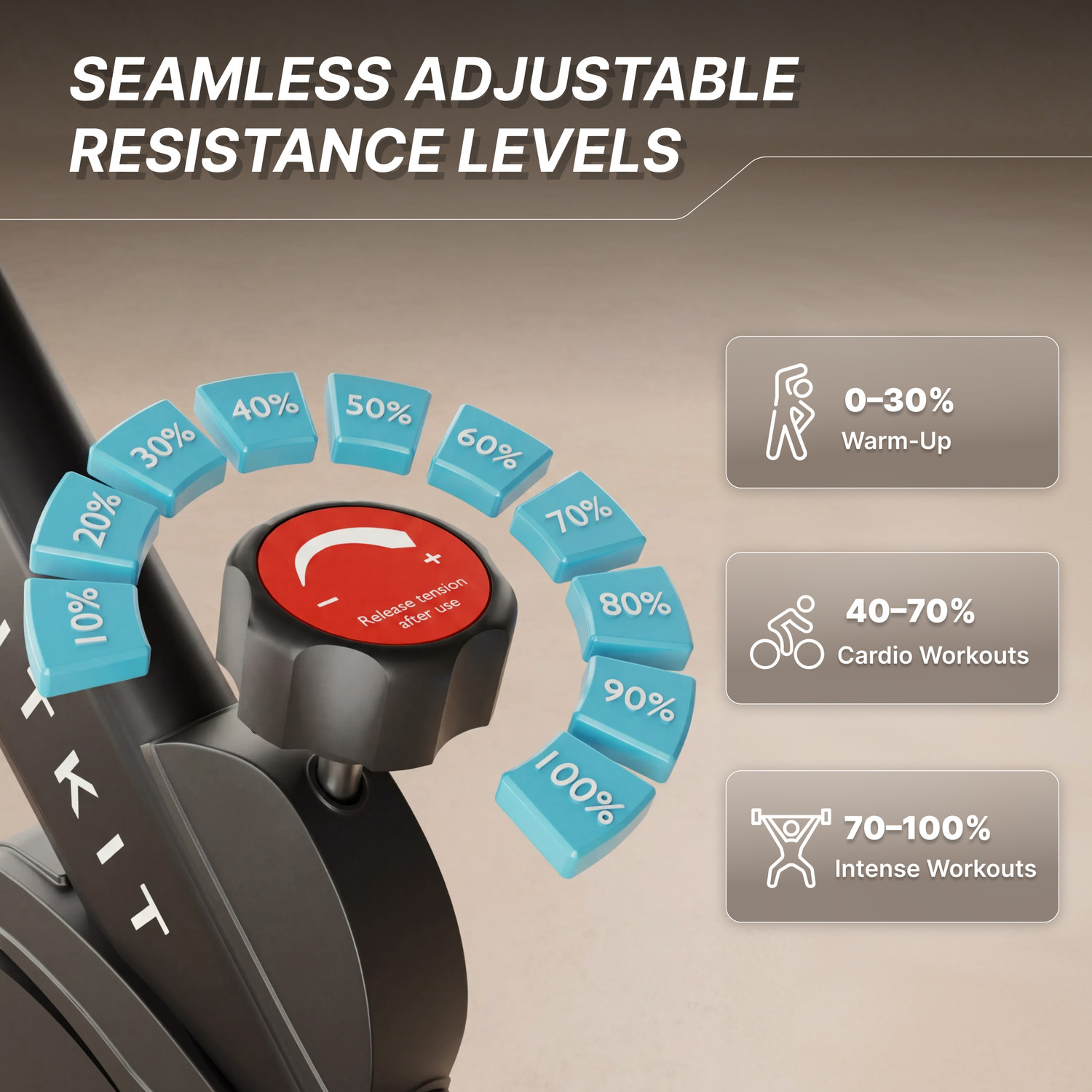 Image of FITKIT by Cult FK8001 Spin Bike 130kg Weight Support Adjustable Seat Fitness at Home Spinner Exercise Bike