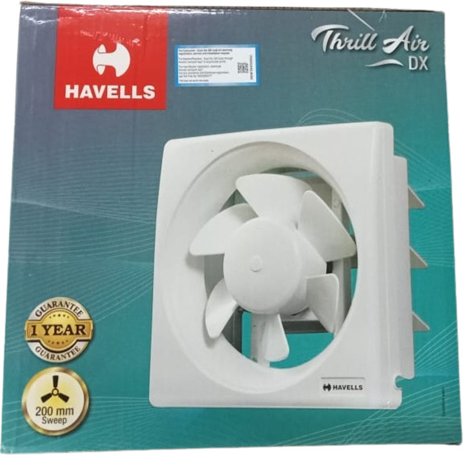 Image of HAVELLS Thrill Air Dx | Kitchen Use | Bathroom Use 200 mm Exhaust Fan