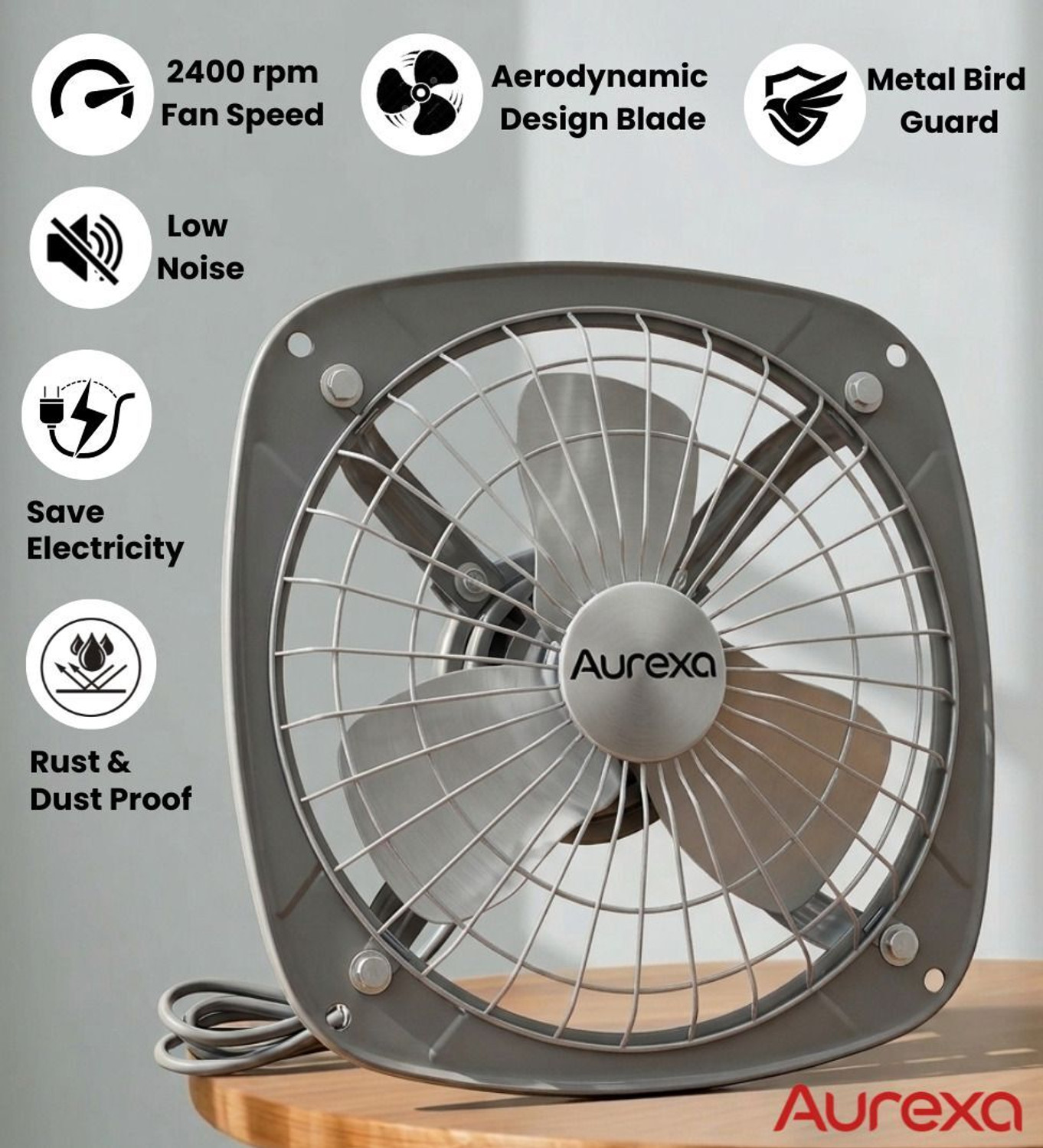 Image of AUREXA Airflow Pro | High Speed | Low Noise | Energy Efficient | Rust Proof 230 mm Exhaust Fan