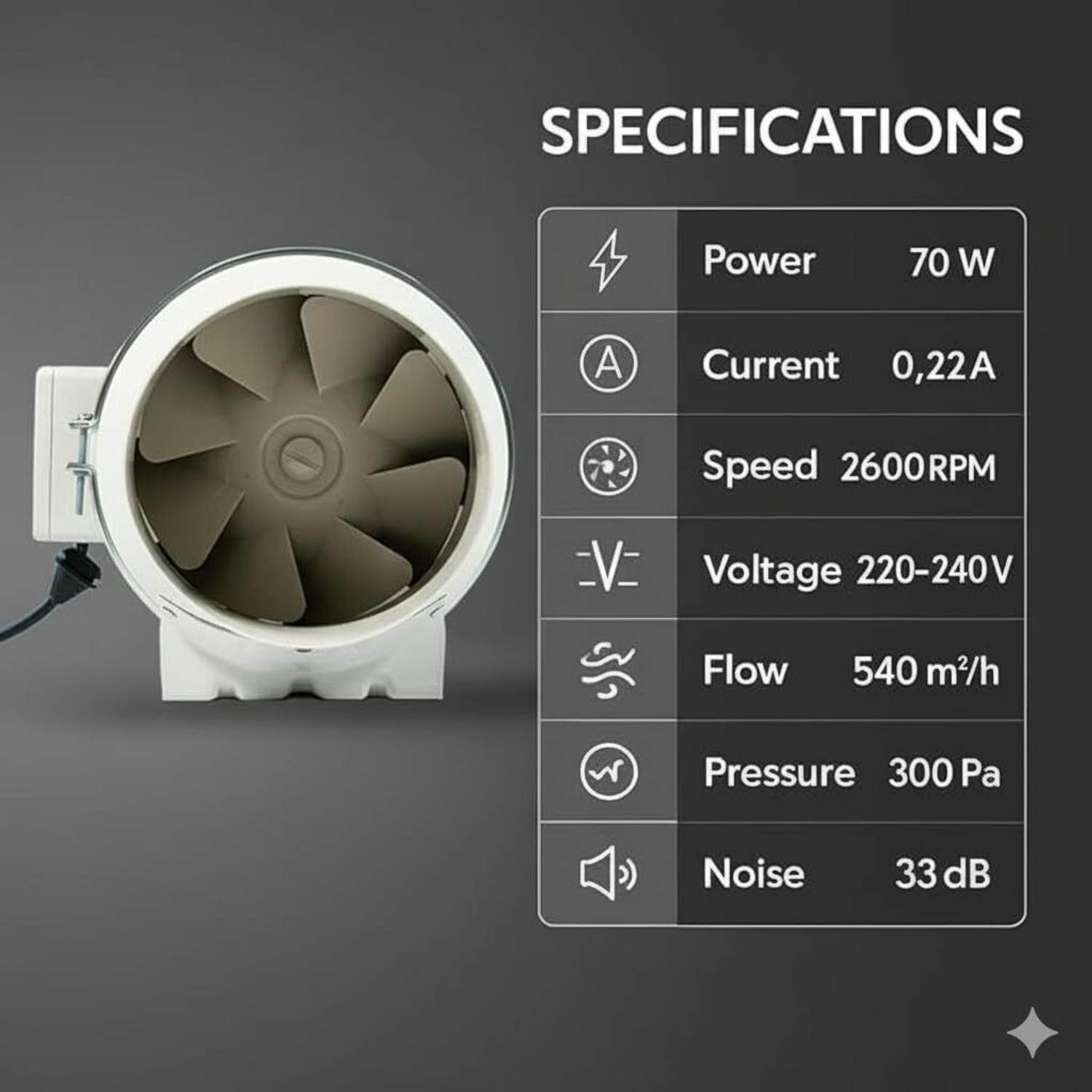Image of Ardnib 6 inch150mm Inline Duct Fan /Silent Mix Flow /Circular Inline Fan / Fresh Air System 150 mm Exhaust Fan