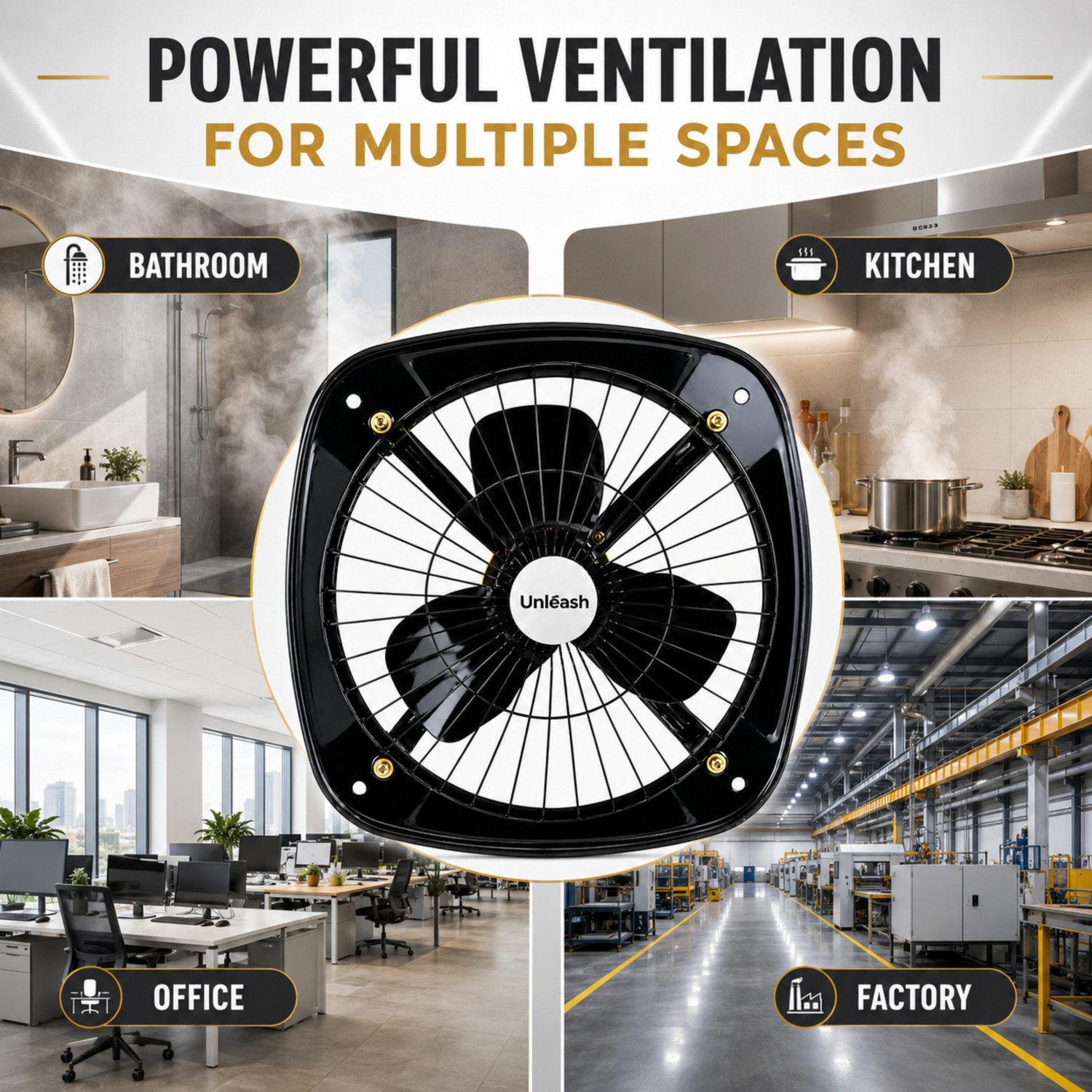 Image of unleash Aero 12 Inch Exhaust Fan 300 mm Metal Exhauster fan 12 Inch Metal Exhaust Fan 300 mm Exhaust Fan