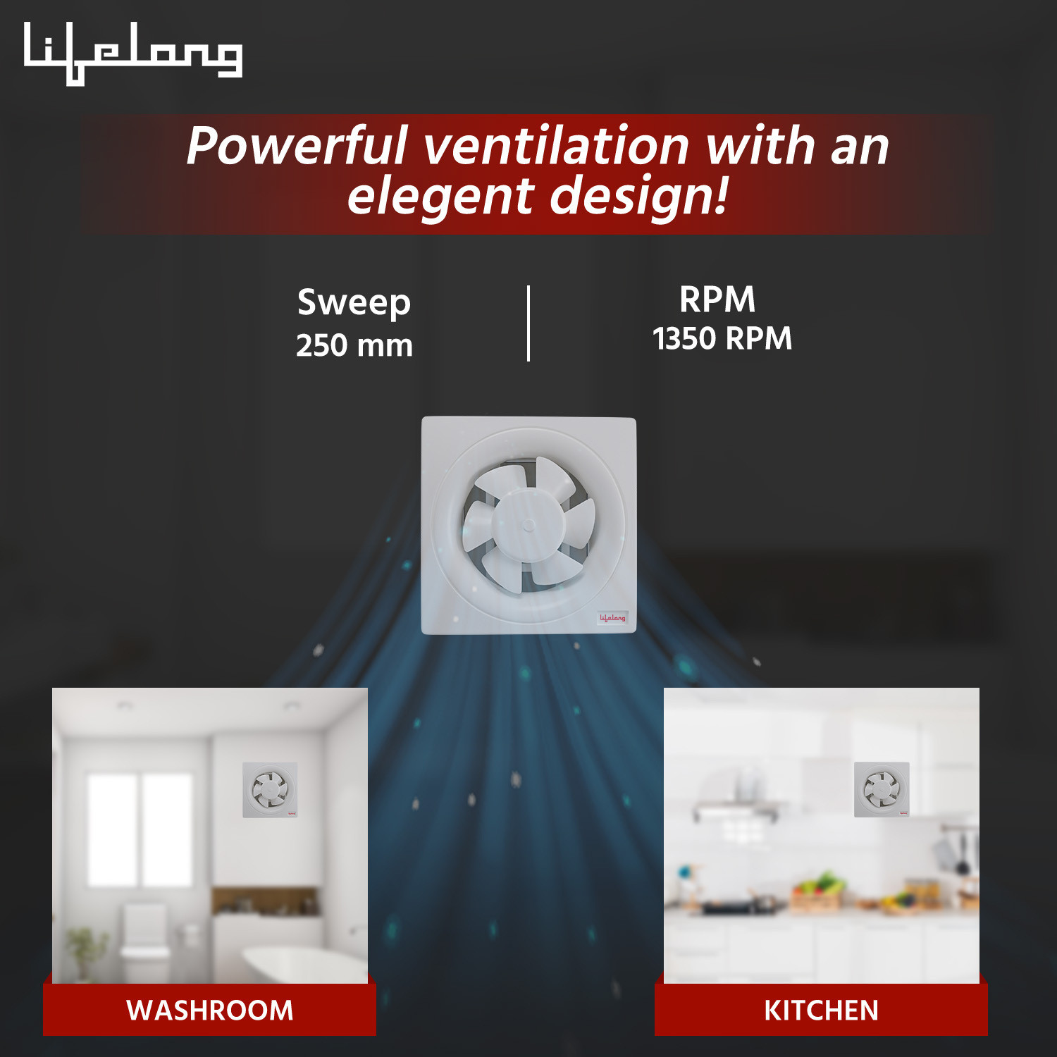Image of Lifelong Venti Pro | Bathroom Use 250 mm Exhaust Fan
