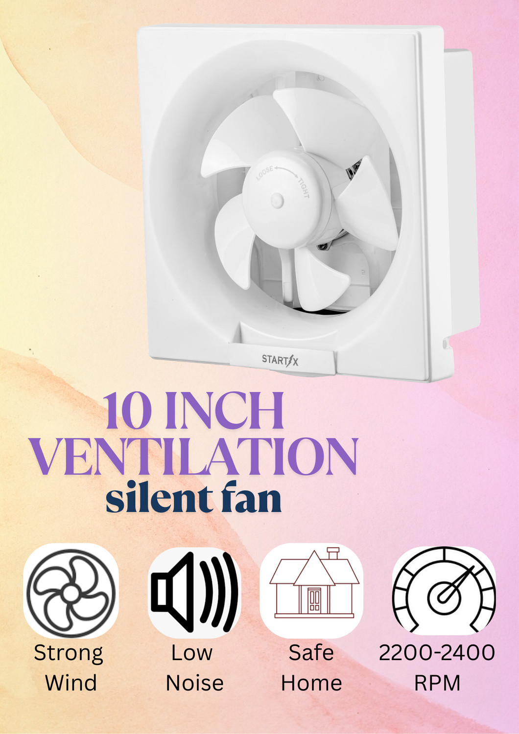 Image of STARTX 10-Inch High-Speed Ventilation Fan | High Speed | Low Noise | Energy Efficient 250 mm Exhaust Fan