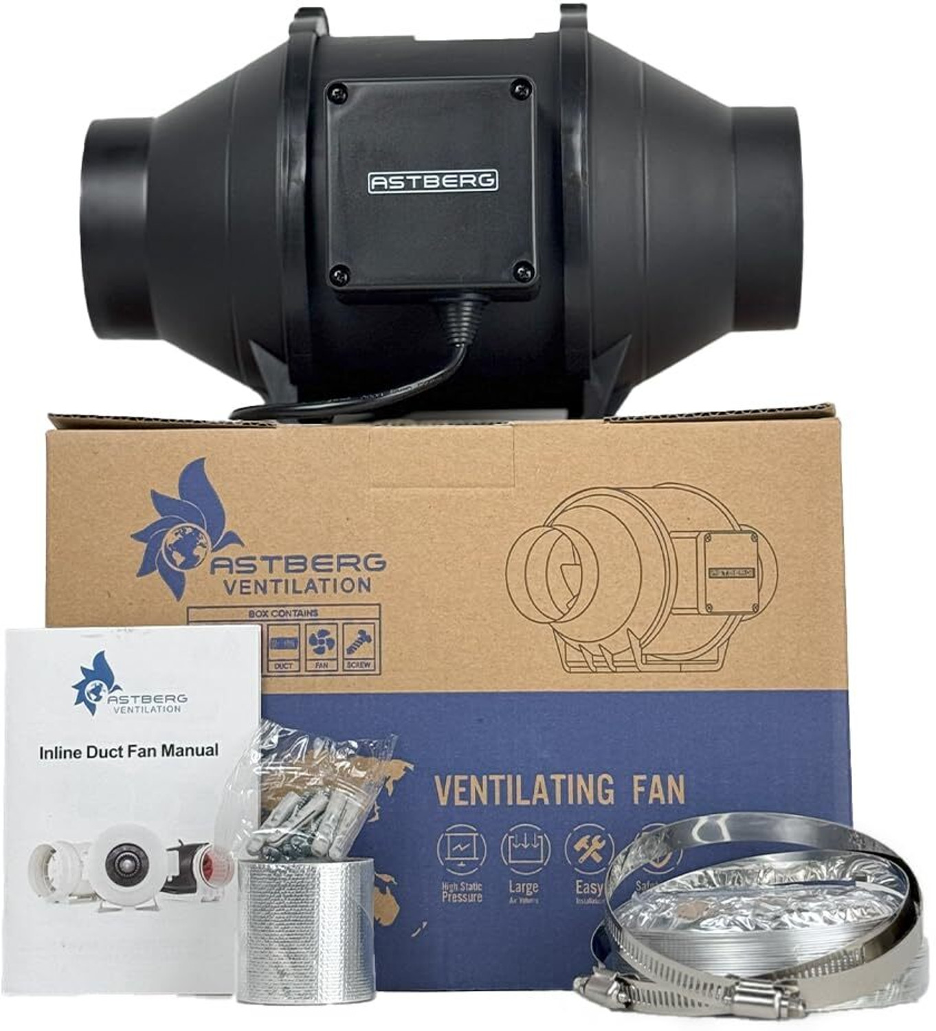 Image of ASTBERG LUXE AF 125mm /5 inch (284Cmh /167Cfm) Silent Mix Flow /Inline Duct Fan /Exhaust Fan 125 mm Exhaust Fan