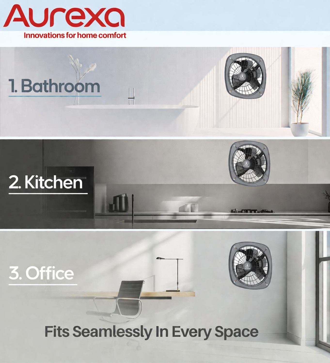 Image of AUREXA Airflow Pro | High Speed | Low Noise | Energy Efficient | Rust Proof 230 mm Exhaust Fan