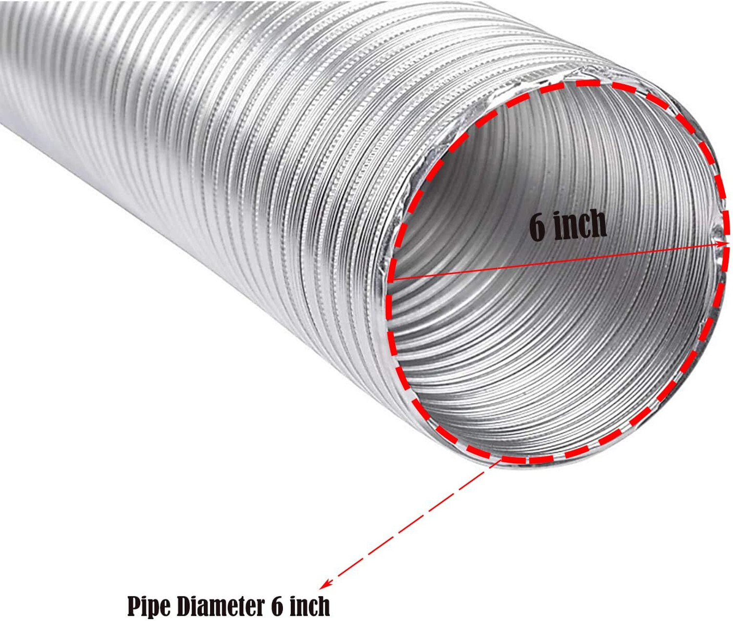 Image of TIZELL 6 inch 10 Feet Chimney Exhaust Pipe with Cowl Cover for Kitchen, Tape, 2Pc Clamp Complete Installation Kit Hose Pipe