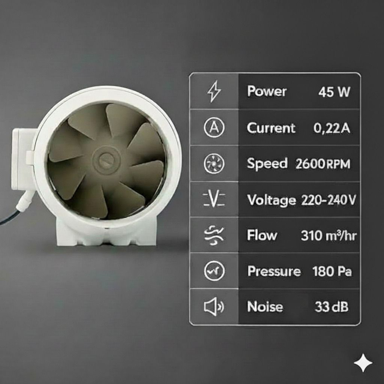 Image of Ardnib 4 inch100mm Inline Duct Fan /Silent | Low Noise | 100% Copper Motor | Copper Motor 100 mm Exhaust Fan
