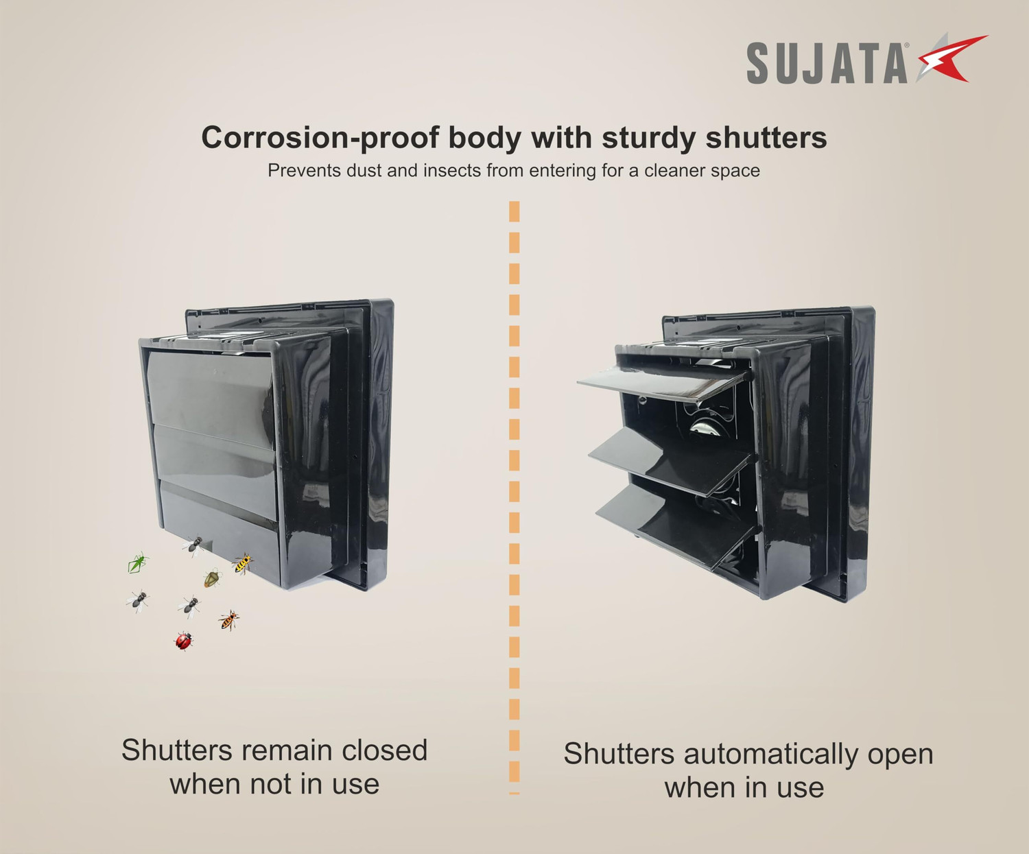 Image of SUJATA Woosh EPB81 Exhaust Fan |For Kitchen & Bathroom |Copper Winding |Ventilation Fan 200 mm Exhaust Fan