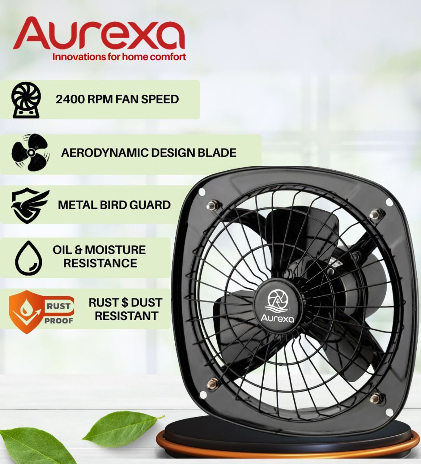 Image of AUREXA Airflow Pro 9 Inch Metal |High Speed|100% Copper motor|Energy Efficient 230 mm Exhaust Fan