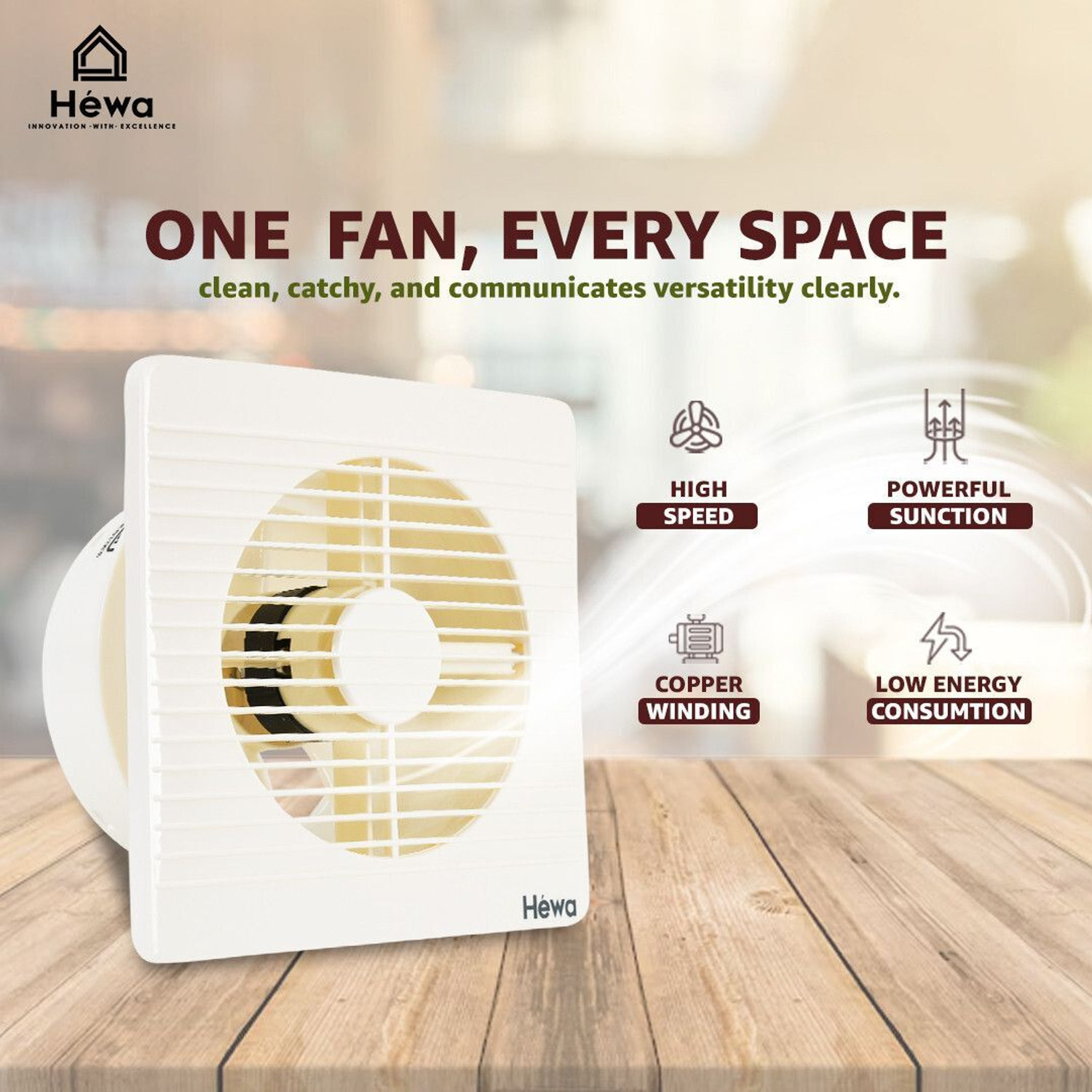 Image of Hewa Onyx 6 inch Ventilation fan 150 mm Exhaust Fan