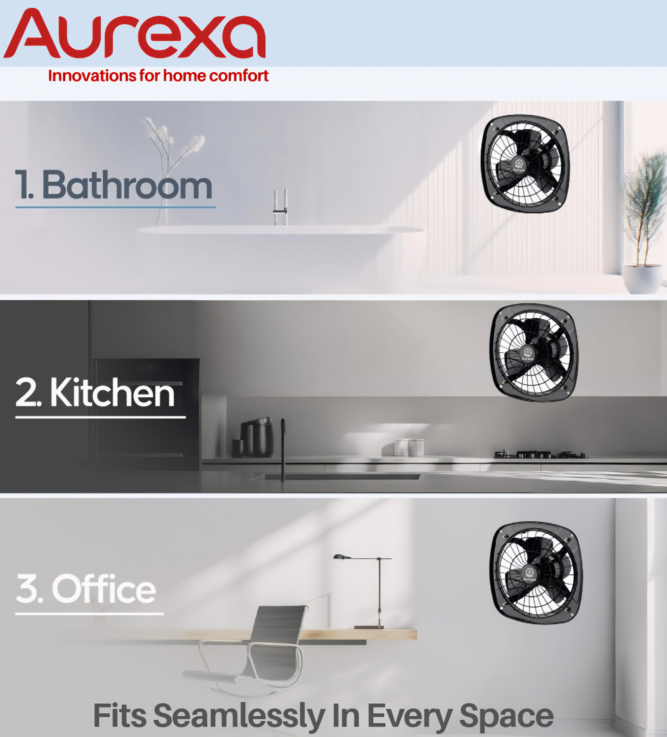 Image of AUREXA Airflow Pro 9 Inch Metal |High Speed|100% Copper motor|Energy Efficient 230 mm Exhaust Fan