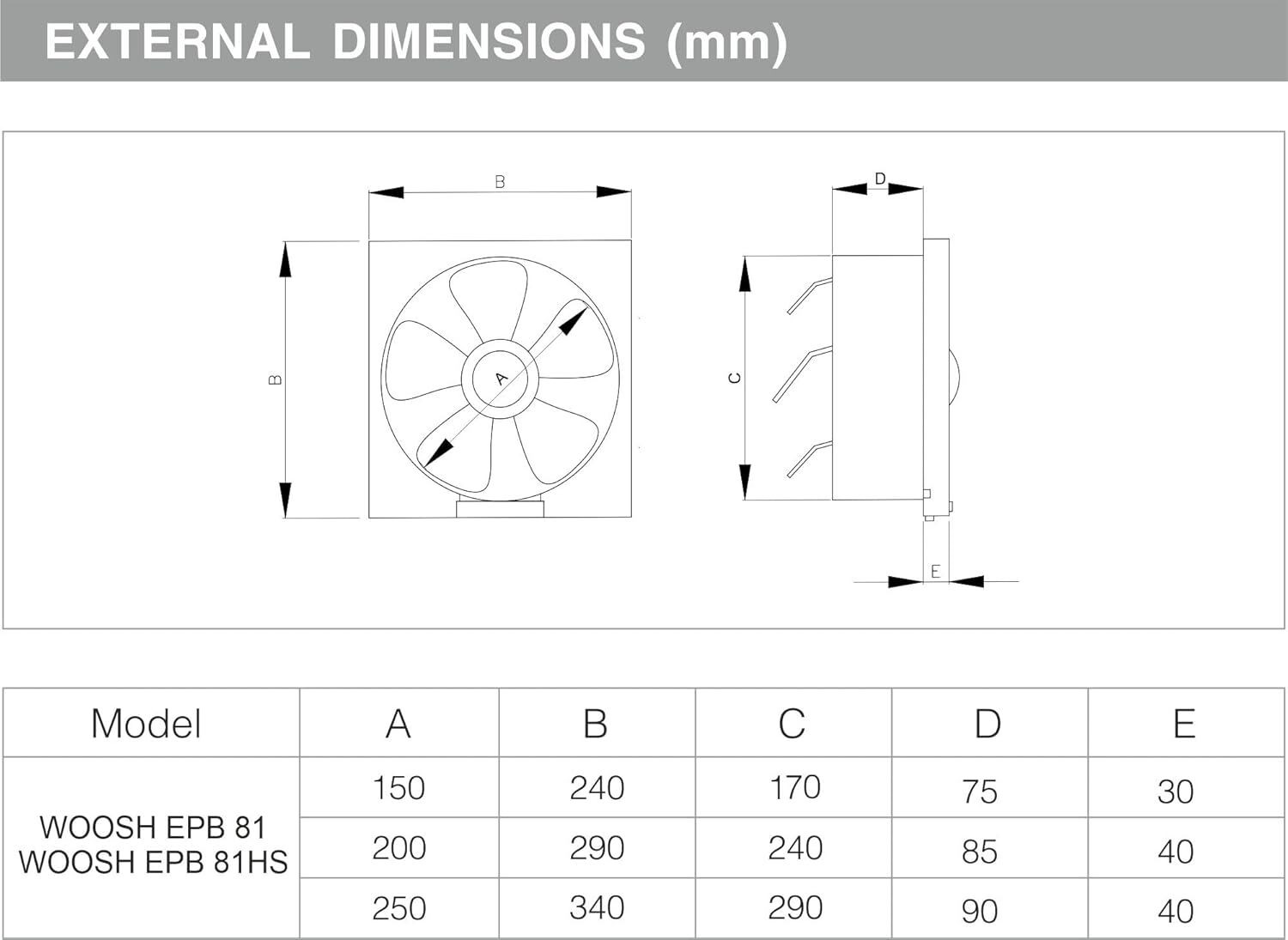 Image of SUJATA Woosh EPB81HS Exhaust Fan | High Speed | Copper Winding | Ventilation Fan with 2 Year Warranty Ultra High Speed 200 mm Exhaust Fan