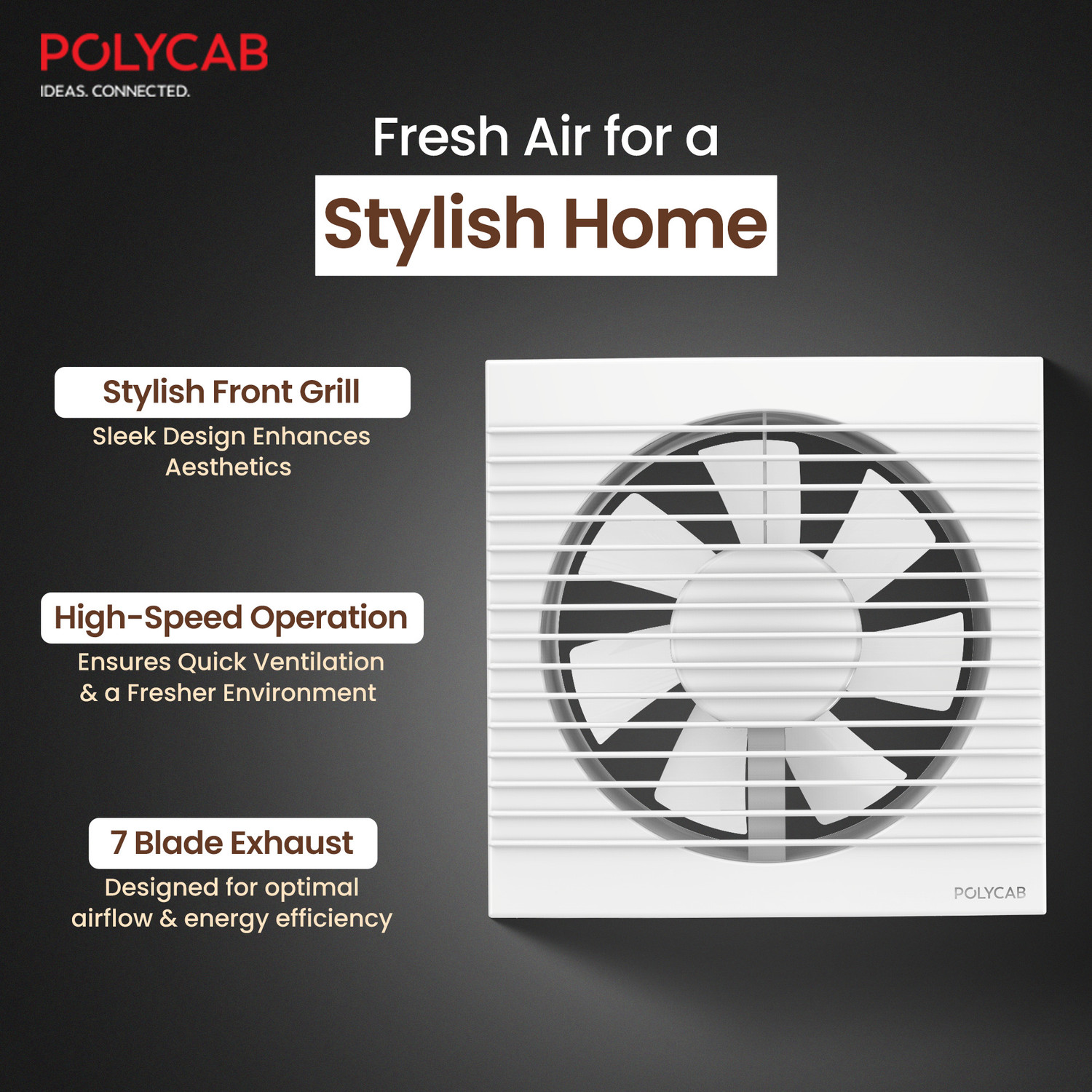 Image of Polycab Freshner Axial| Ventilation fan|Noiseless Air 150 mm Exhaust Fan