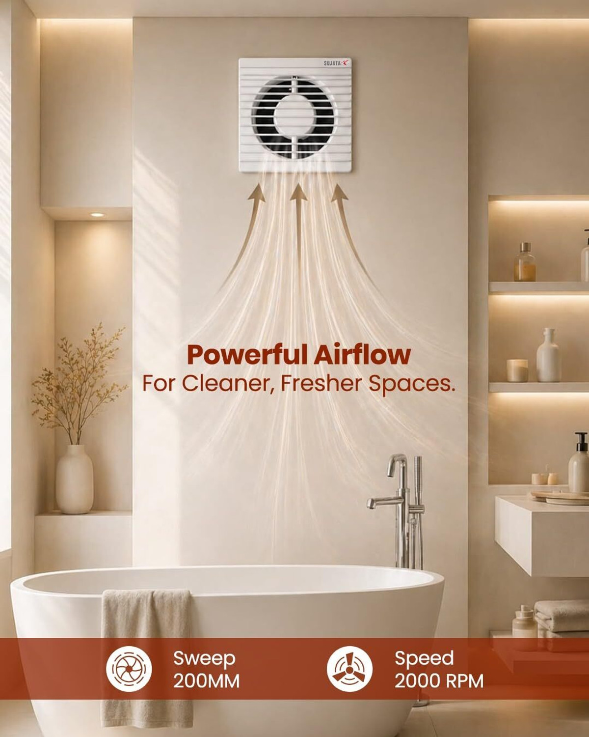 Image of SUJATA Woosh APB81 Exhaust Fan 8 Inch | High Suction | Copper Winding | Ventilation Fan 200 mm Exhaust Fan