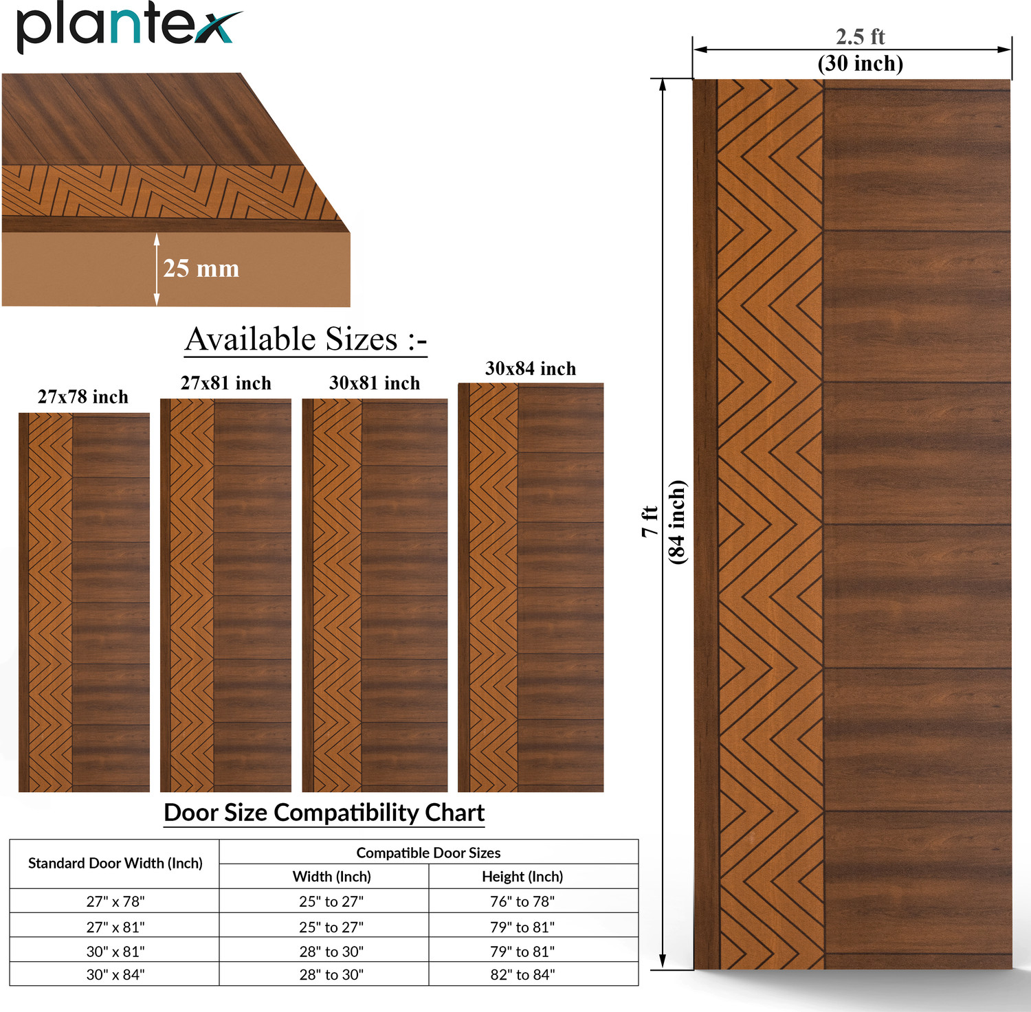 Image of Plantex Water Proof Door for Home /Furniture Door for Bathroom /Balcony-30x84 inch-25 mm Interior Door