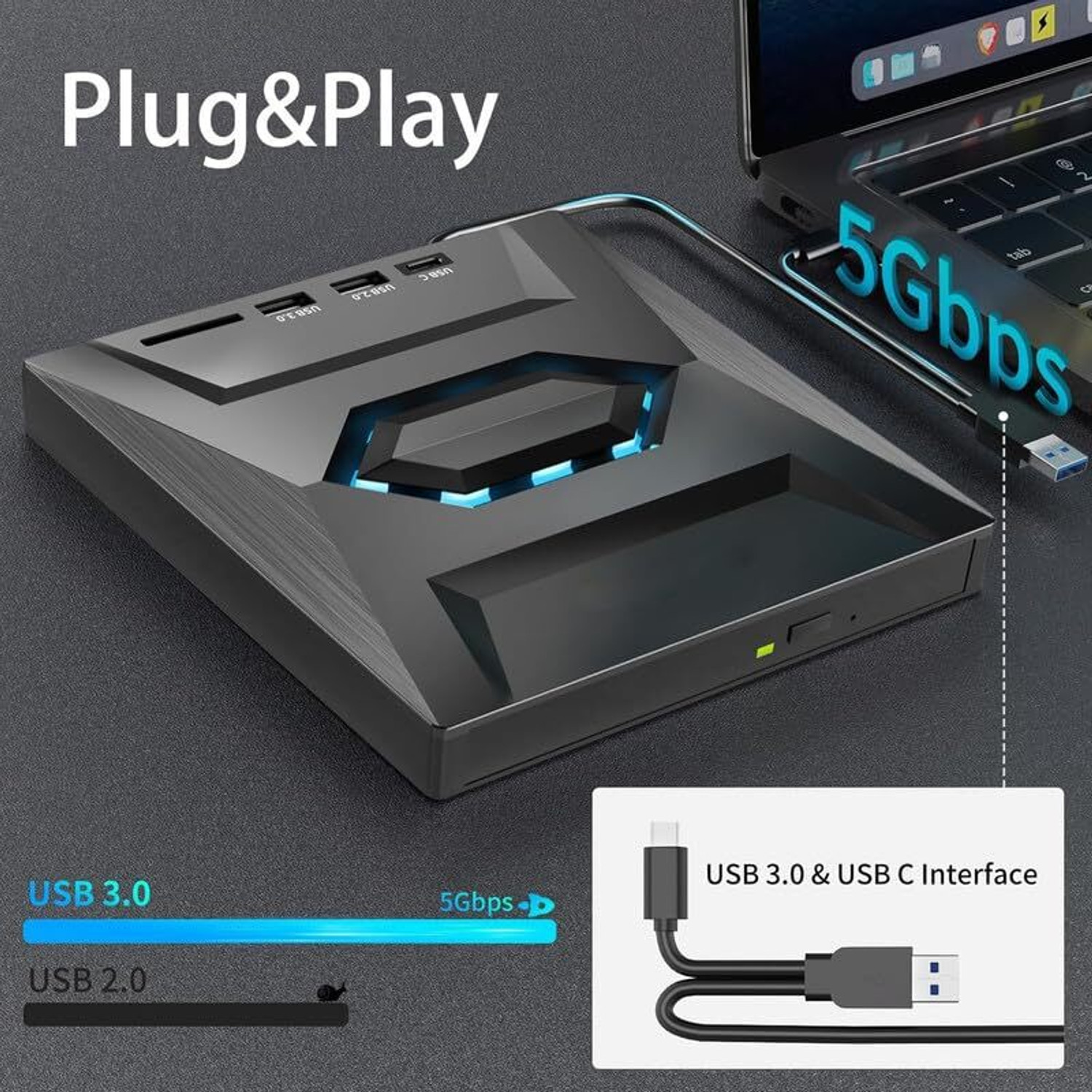 Image of Zeptrox Ultra Thin External DVD Writer - Portable DVD-RW for Laptop & PC External DVD Writer