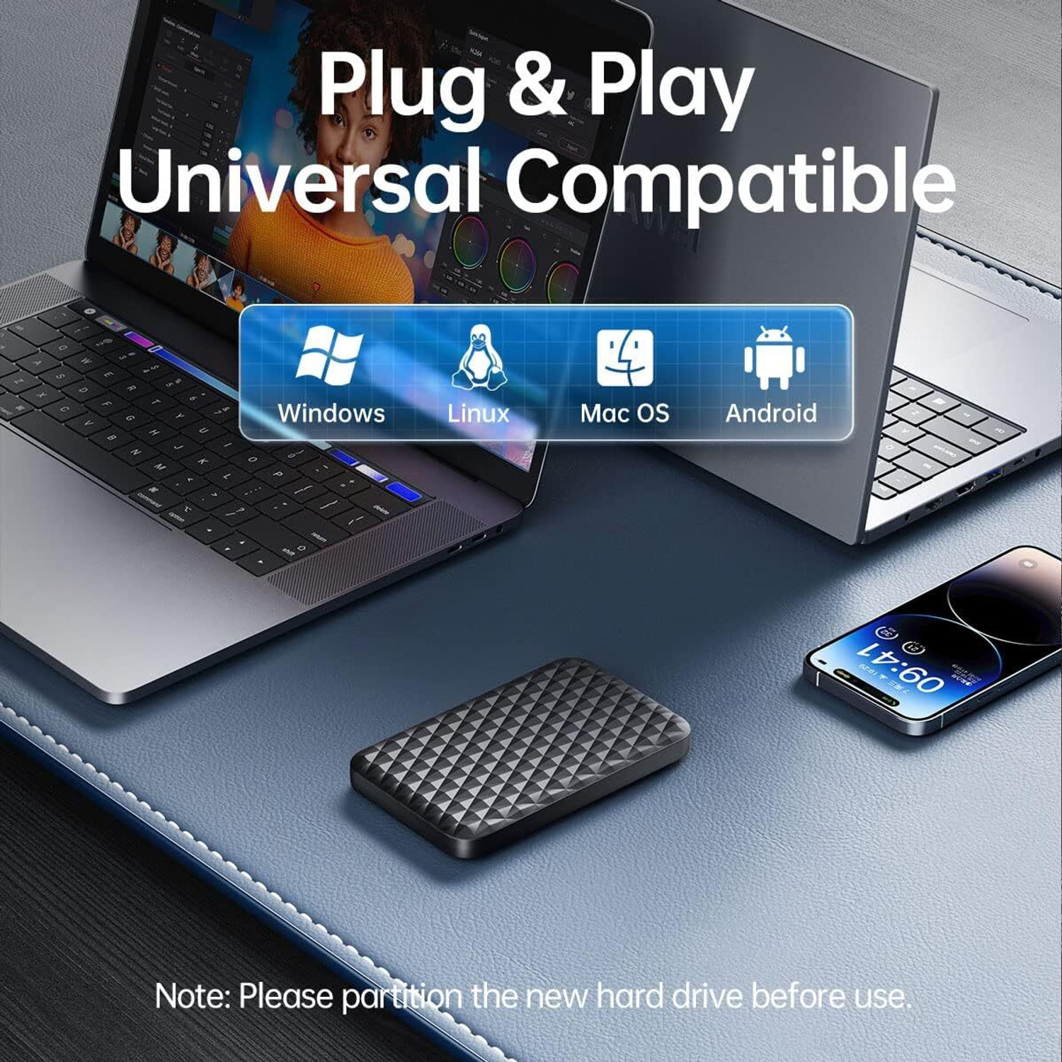 Image of Carecase 160GB Slim Portable External Hard Drive USB 3.0 HDD Storage 160 GB External Hard Disk Drive (HDD)