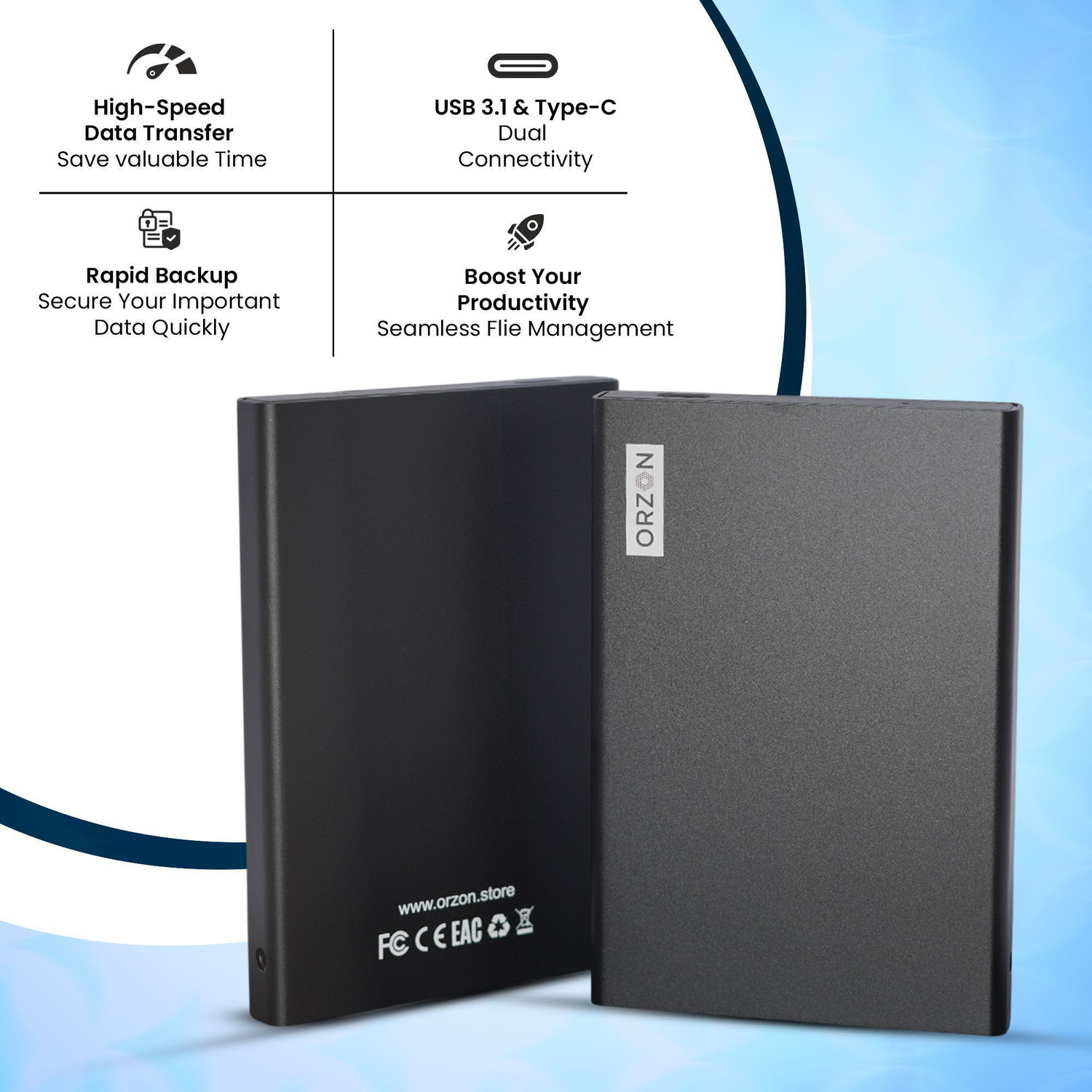 Image of ORZON 1 TB External Hard Disk Drive (HDD)