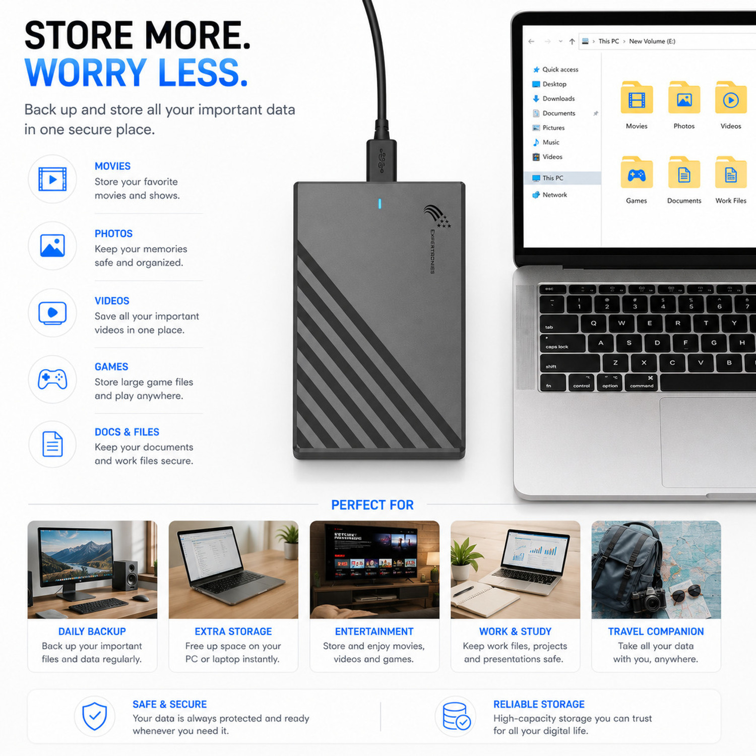 Image of EXPERTRONICS 500 GB External Hard Disk Drive (HDD)