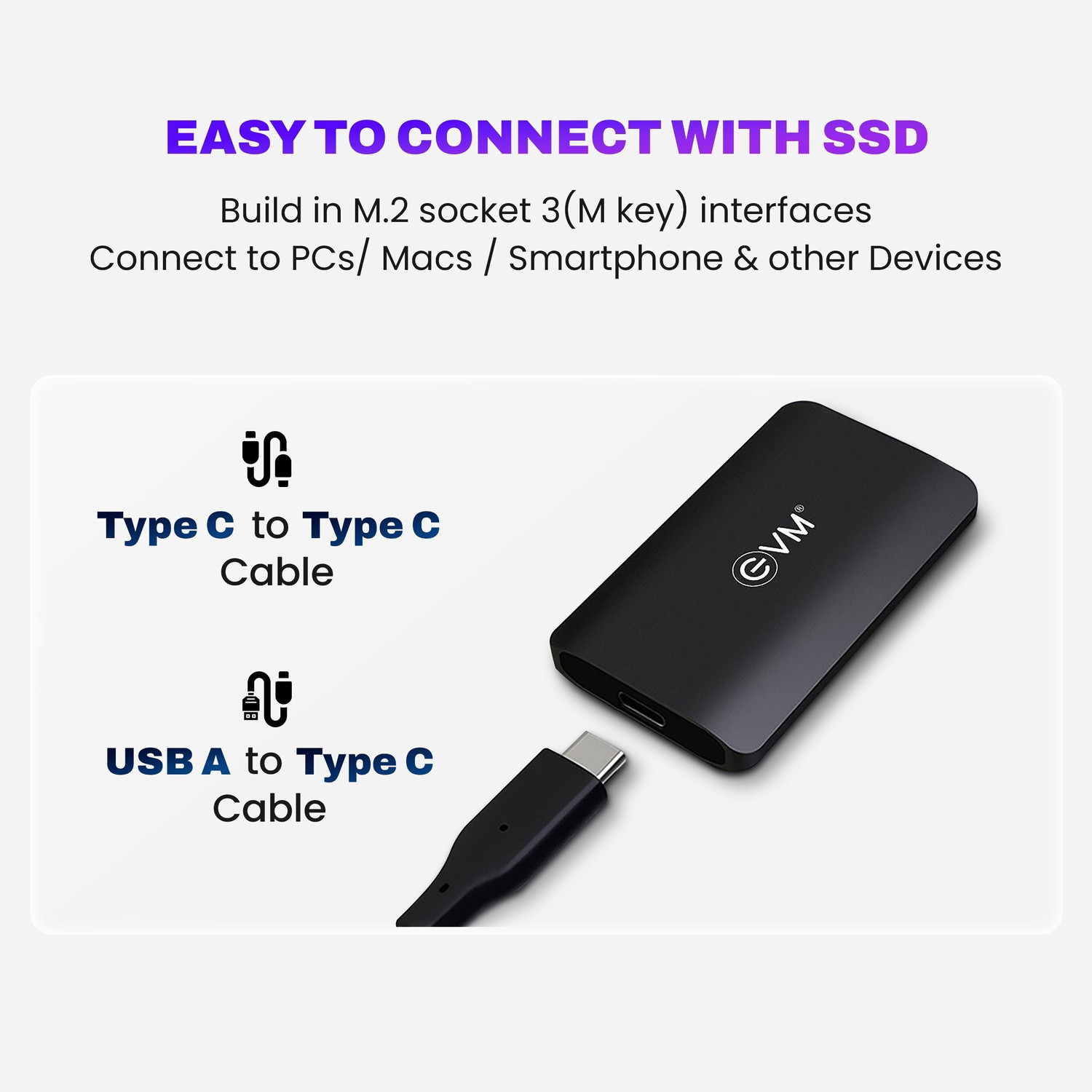 Image of EVM EPSSD 256.0 GB External Solid State Drive (SSD) 550 MB /s, 10 Year Warranty, Window, Mac OS, Android, Type C Enabled, USB 3.1